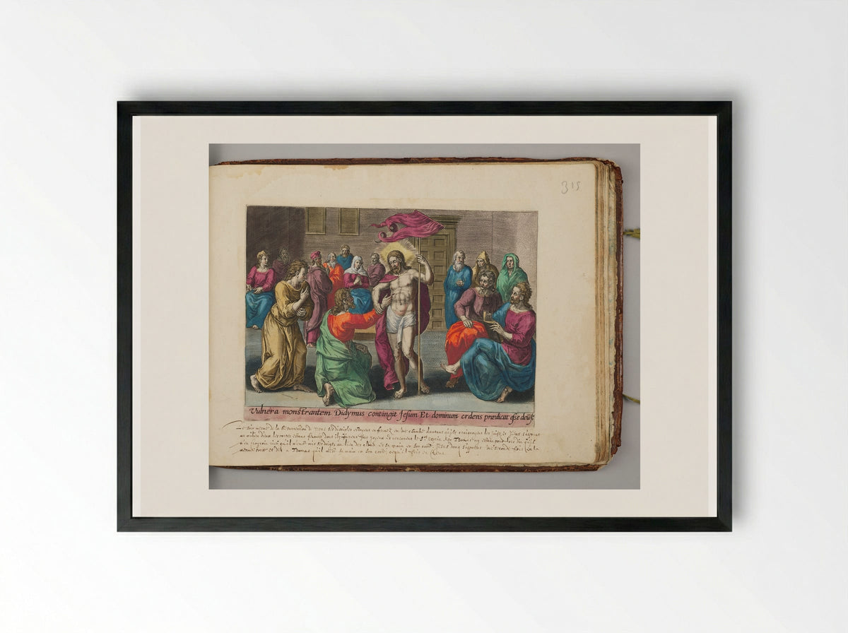 Christ Appearing to Didymus (Thomas) - Hans Collaert the Elder - Framed Print Black