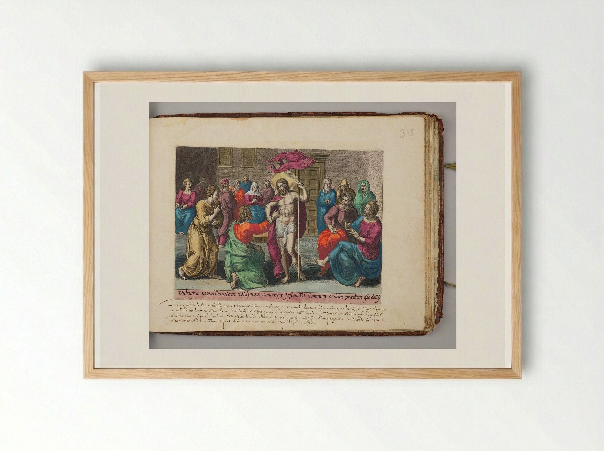 Christ Appearing to Didymus (Thomas) - Hans Collaert the Elder - Framed Print Wood