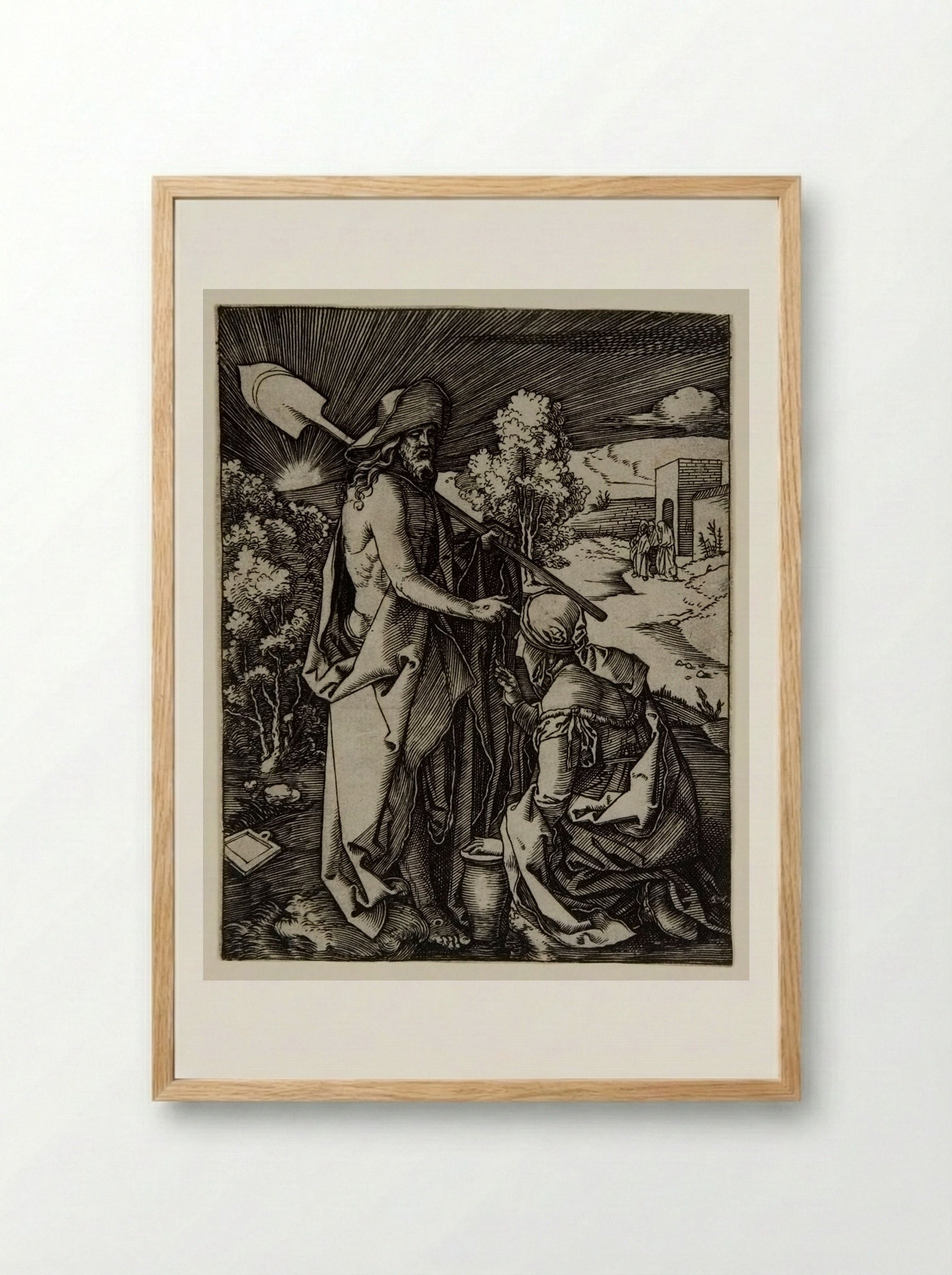 Christ Appearing to Mary Magdalen - Marcantonio Raimondi - Framed Print Wood