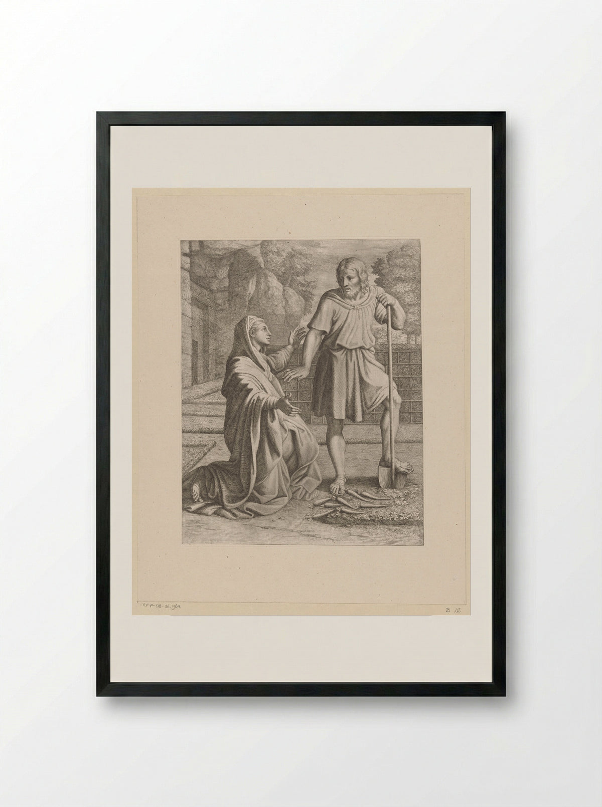 Christ Appearing to Mary Magdalene (Noli me tangere) - Pietro del Po - Framed Print Black