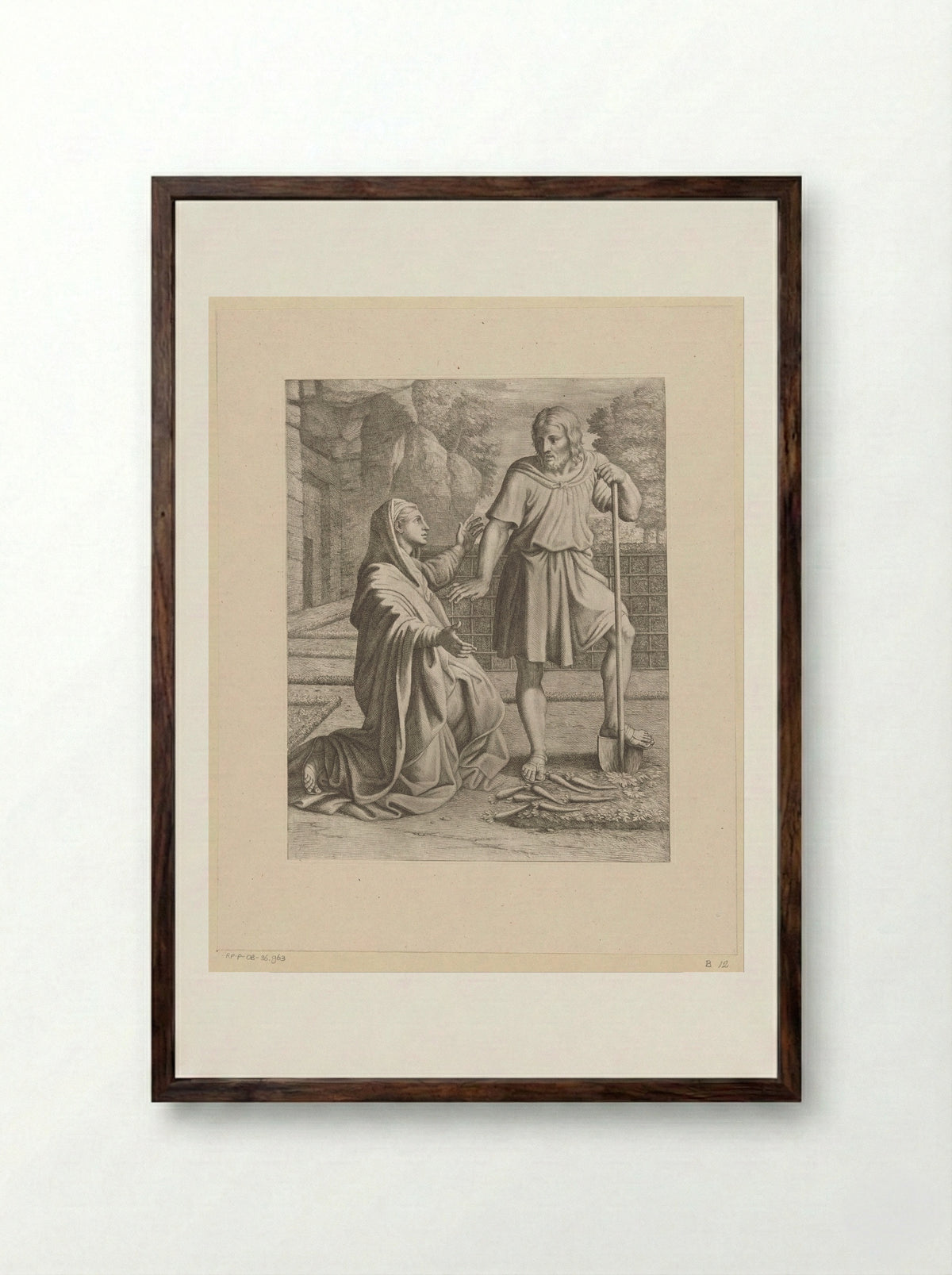 Christ Appearing to Mary Magdalene (Noli me tangere) - Pietro del Po - Framed Print Dark Wood