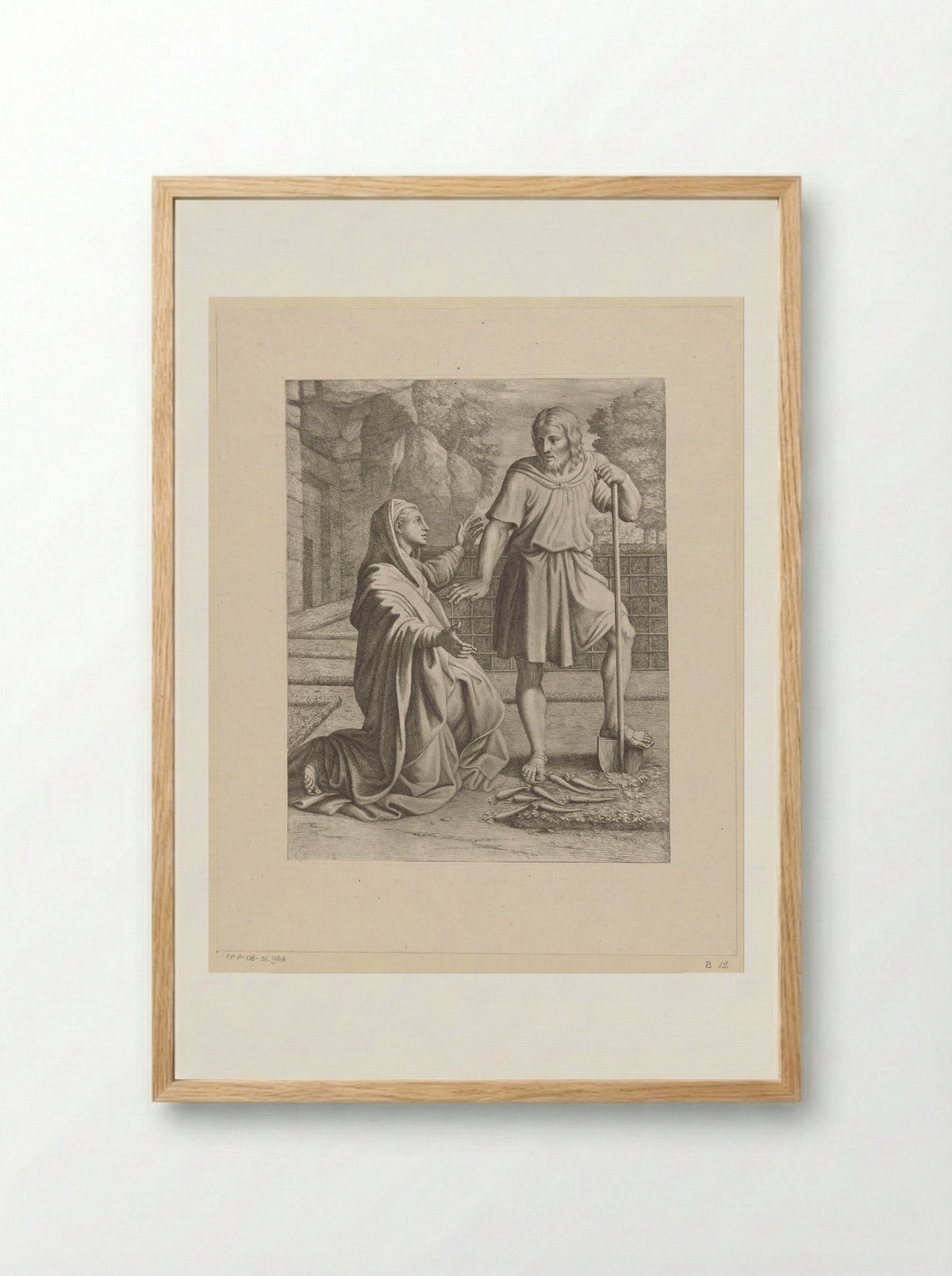 Christ Appearing to Mary Magdalene (Noli me tangere) - Pietro del Po - Framed Print Wood