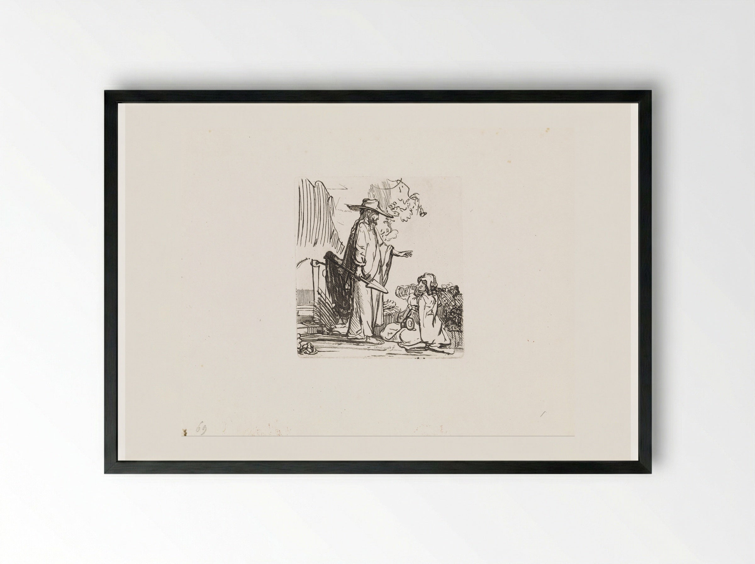 Christ Appearing to Mary Magdalene - Rembrandt van Rijn - Framed Print Black