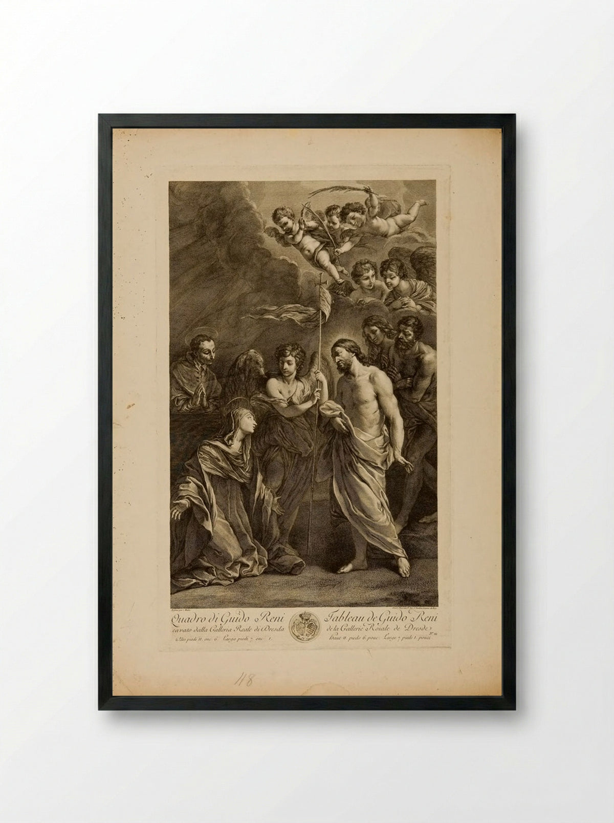 Christ Appearing to Mary Magdalene - Jacques Nicolas Tardieu - Framed Print Black