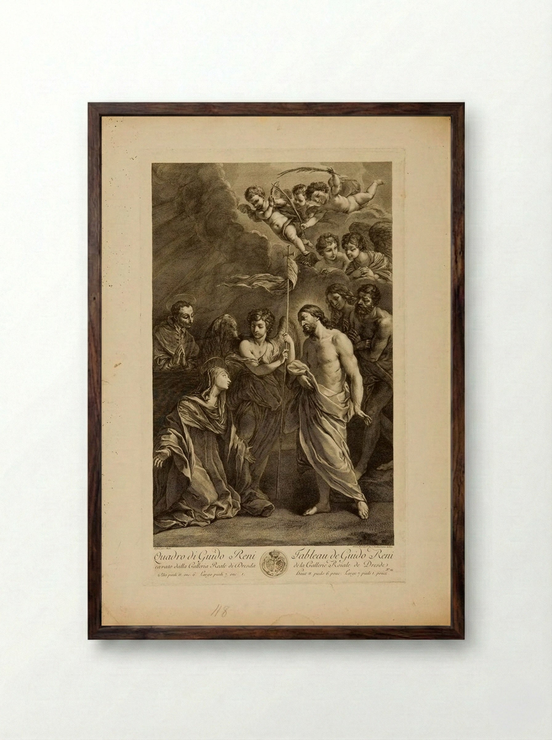 Christ Appearing to Mary Magdalene - Jacques Nicolas Tardieu - Framed Print Dark Wood