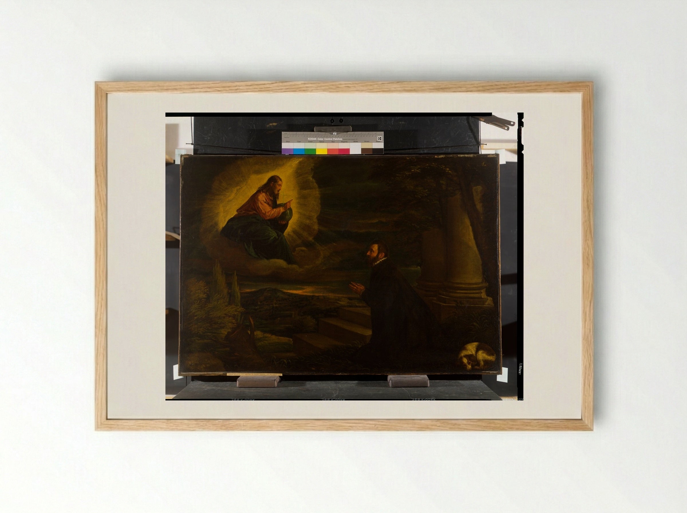 Christ Appearing to a Nobleman - Leandro Bassano - Framed Print Wood