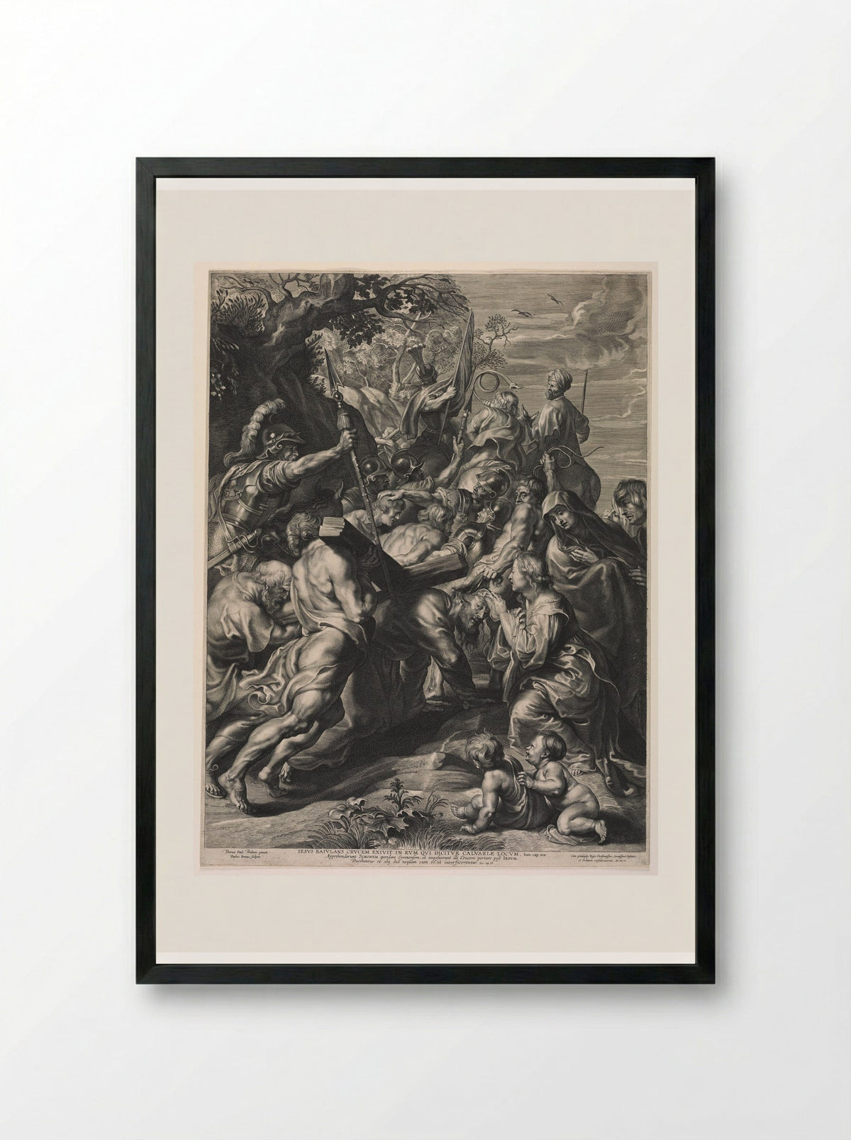 Christ Bearing the Cross - Paulus Pontius - Framed Print Black