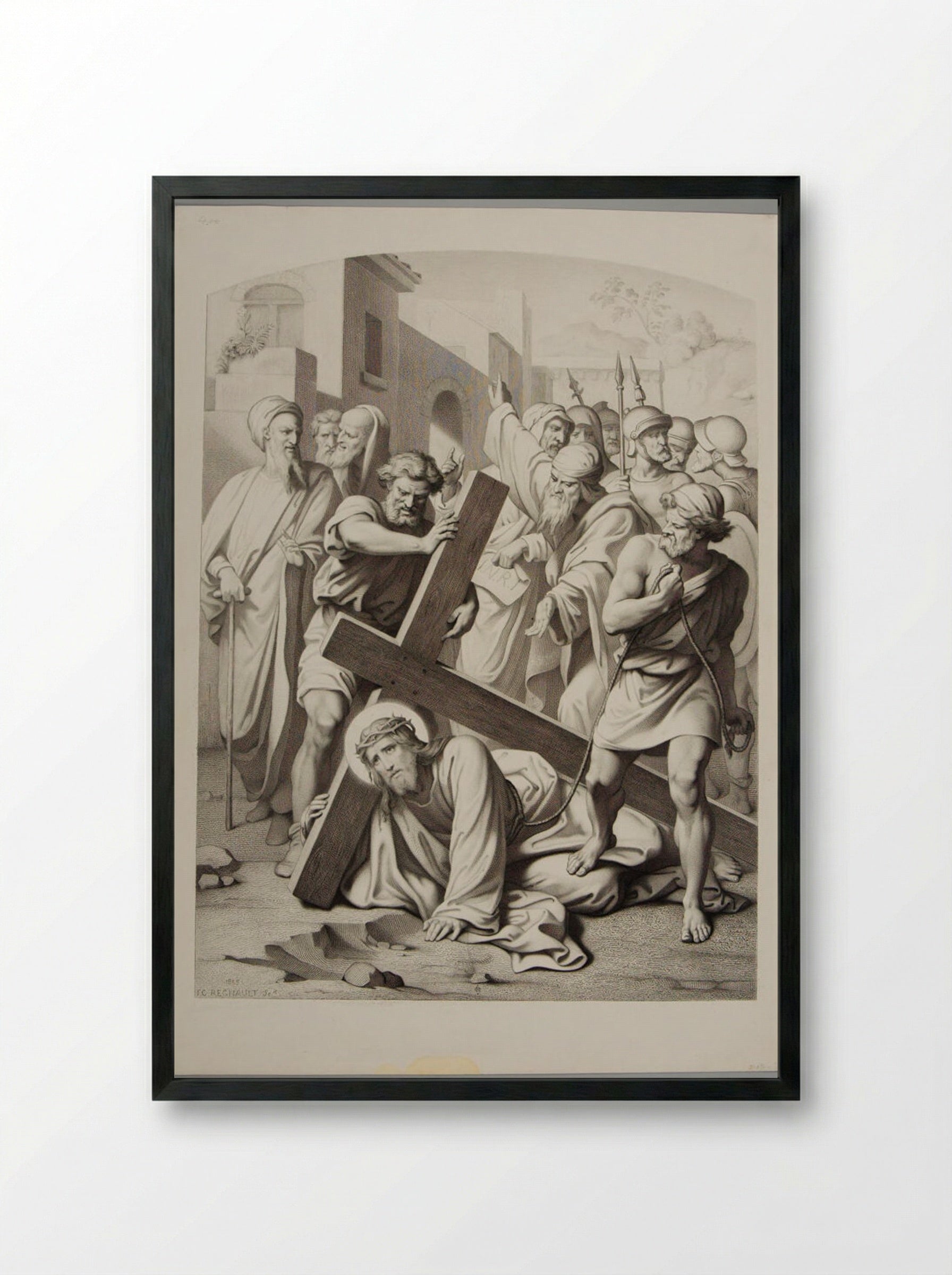 Christ Bearing the Cross - Thomas Casimir Regnault - Framed Print Black