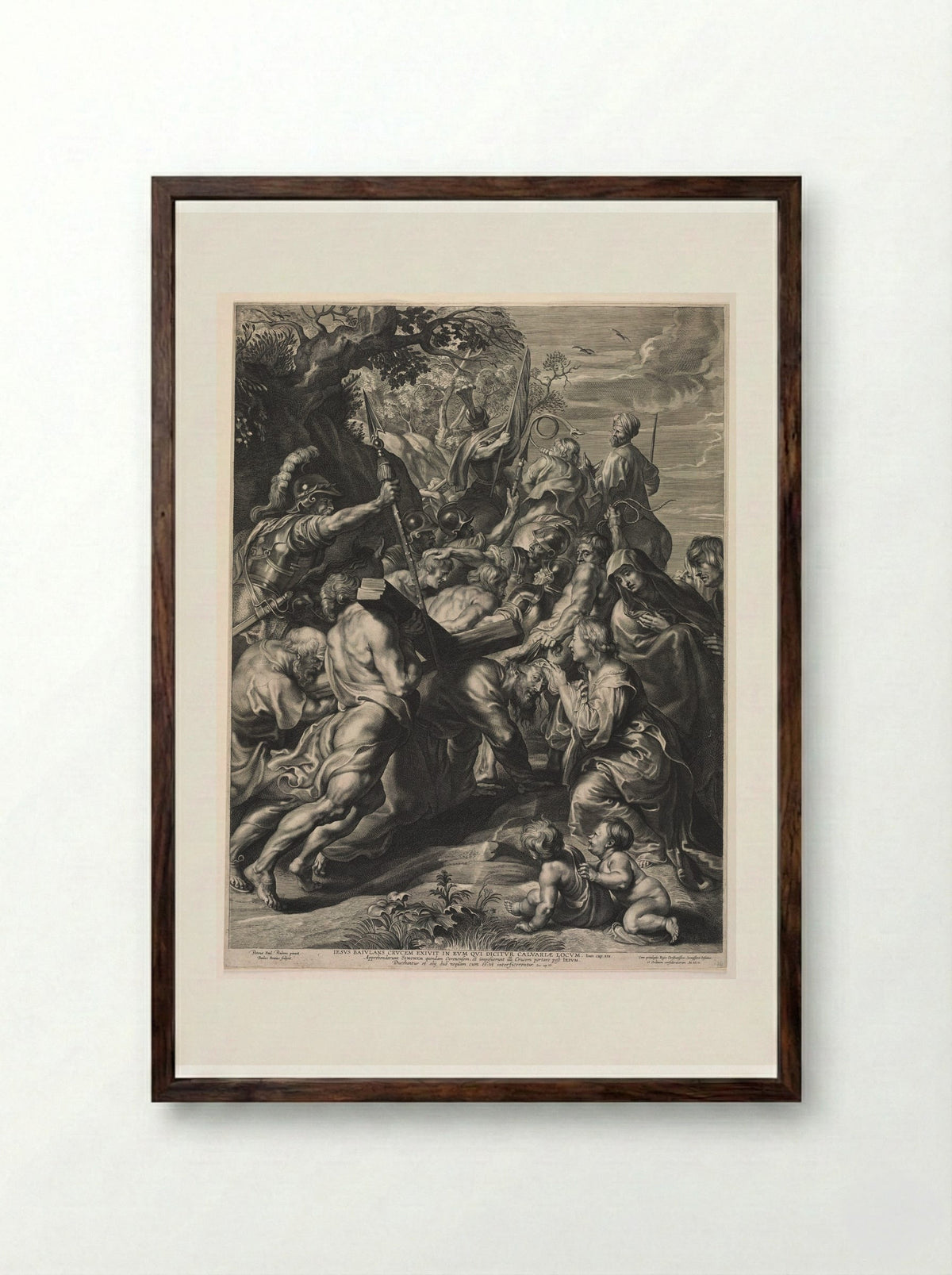 Christ Bearing the Cross - Paulus Pontius - Framed Print Dark Wood