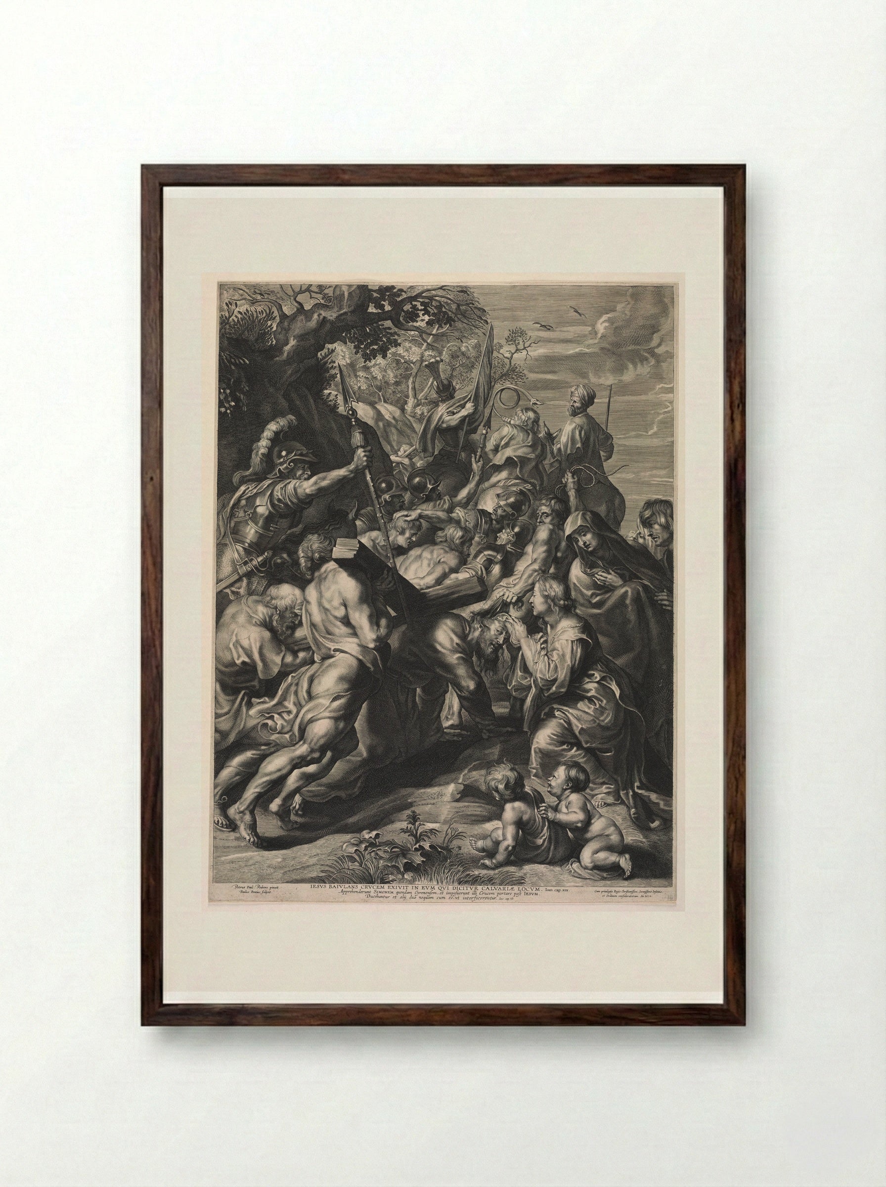 Christ Bearing the Cross - Paulus Pontius - Framed Print Dark Wood