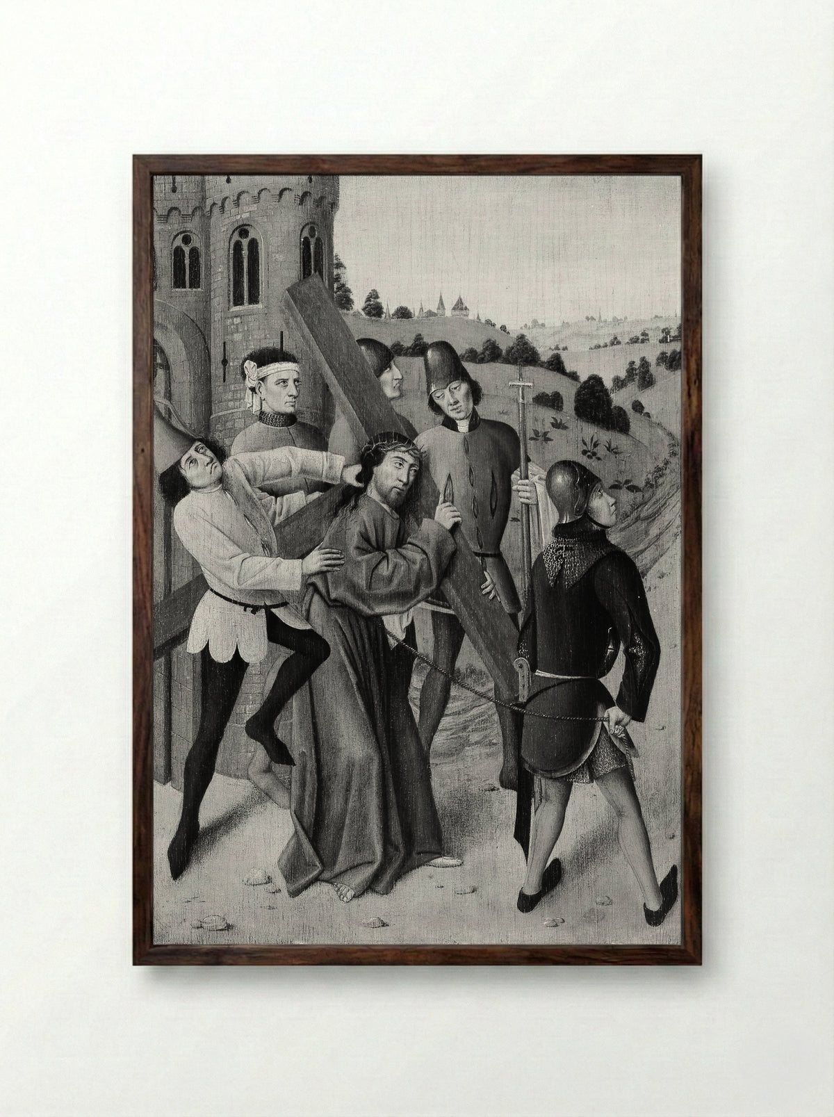 Christ Bearing the Cross - Northern French Painter - Framed Print Dark Wood