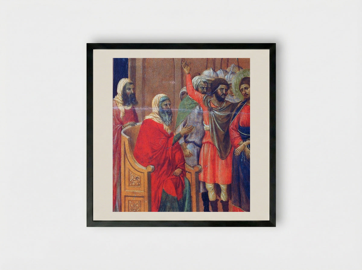 Christ Before Annas - Duccio di Buoninsegna - Framed Print Black