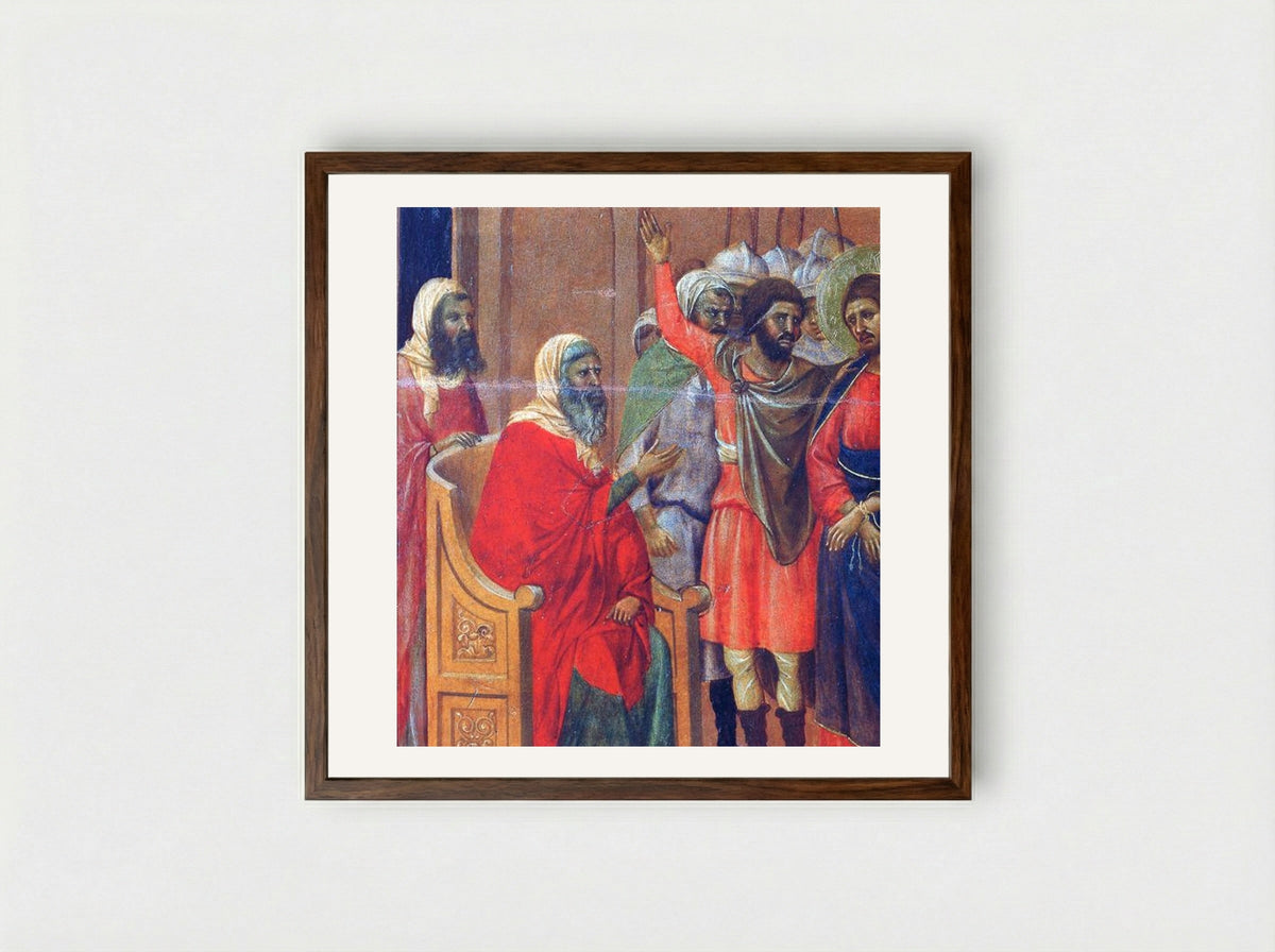 Christ Before Annas - Duccio di Buoninsegna - Framed Print Dark Wood