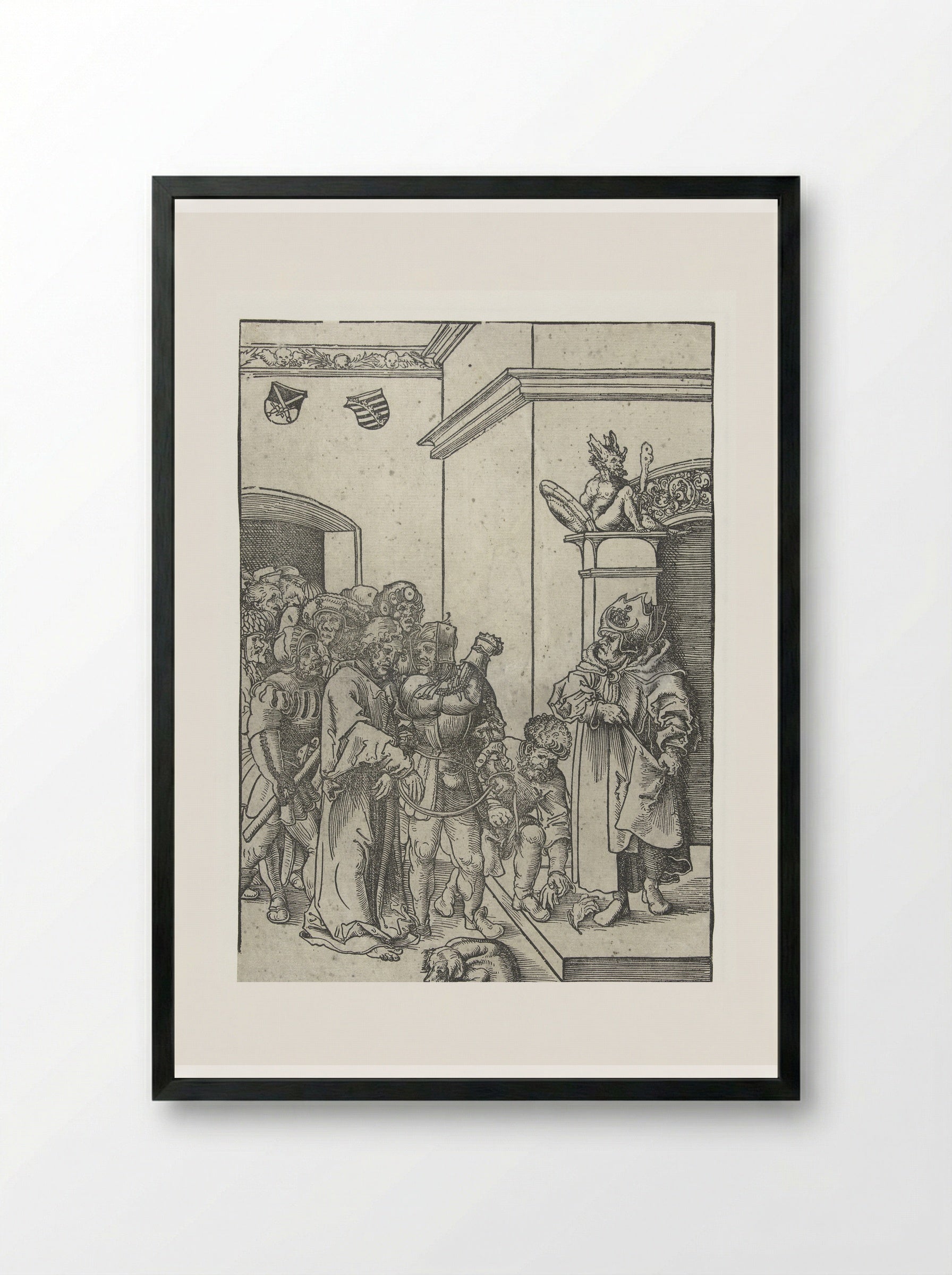 Christ Before Caiaphas - Lucas Cranach the Elder - Framed Print Black