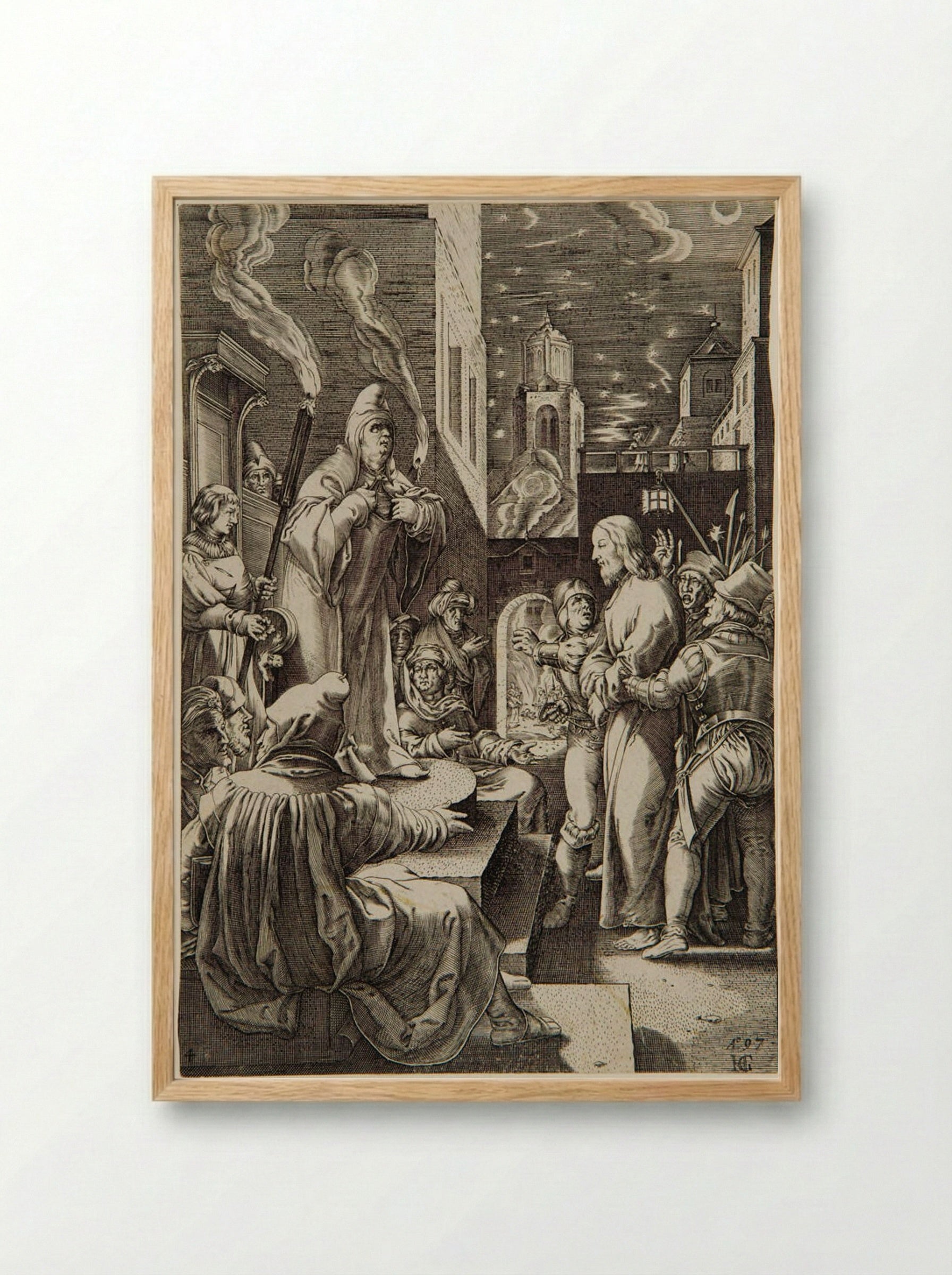 Christ Before Caiaphas - Cornelis Galle the Elder - Framed Print Wood