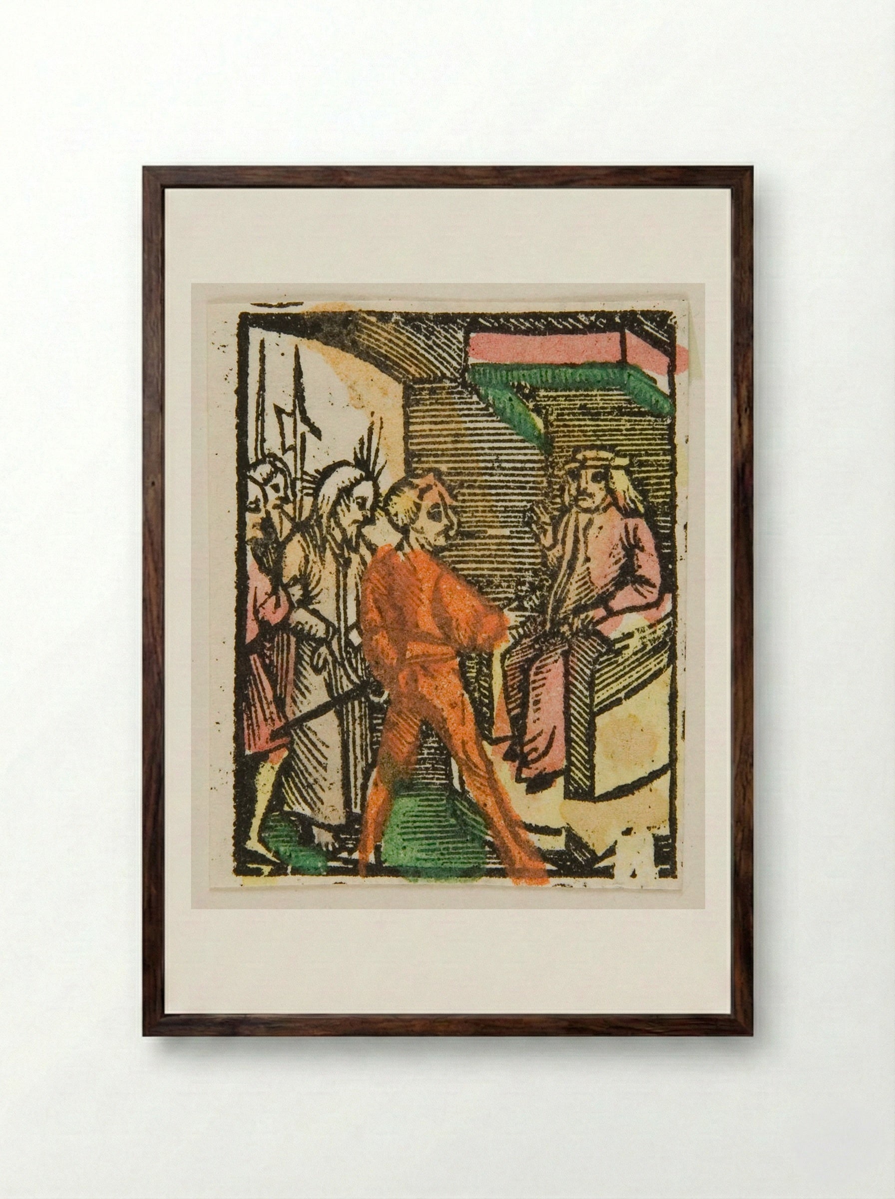 Christ Before Herod - Urs Graf - Framed Print Dark Wood