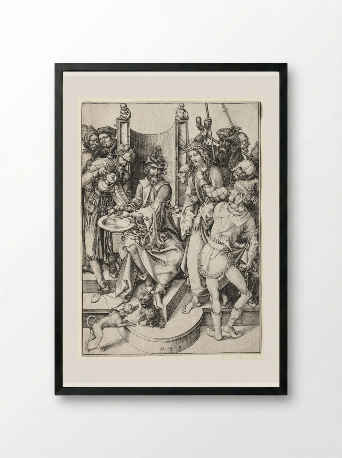Christ Before Pilate - Martin Schongauer - Framed Print Black