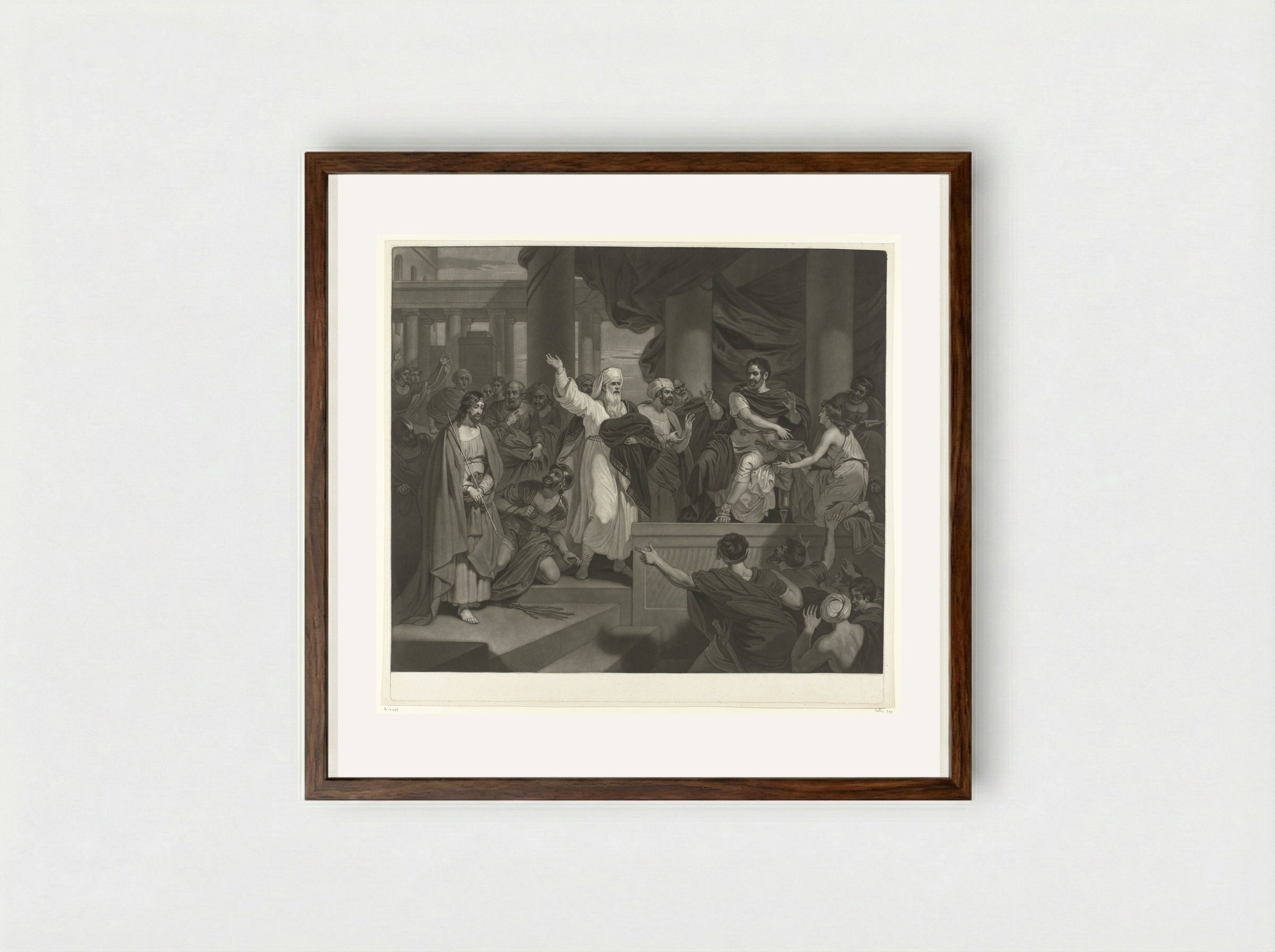 Christ Before Pilate - Charles Howard Hodges - Framed Print Dark Wood