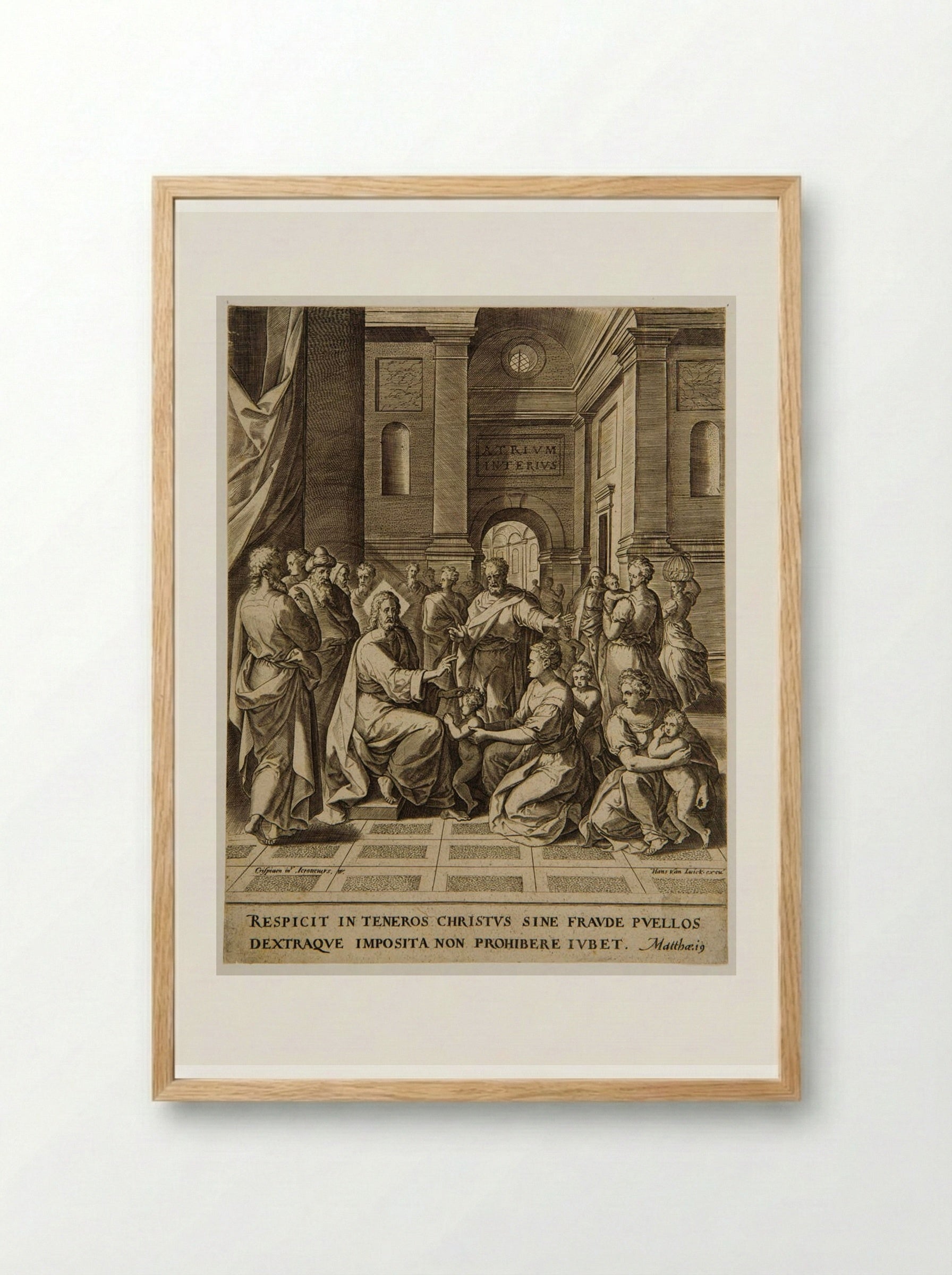 Christ Blessing Little Children - Hieronymus Wierix - Framed Print Wood