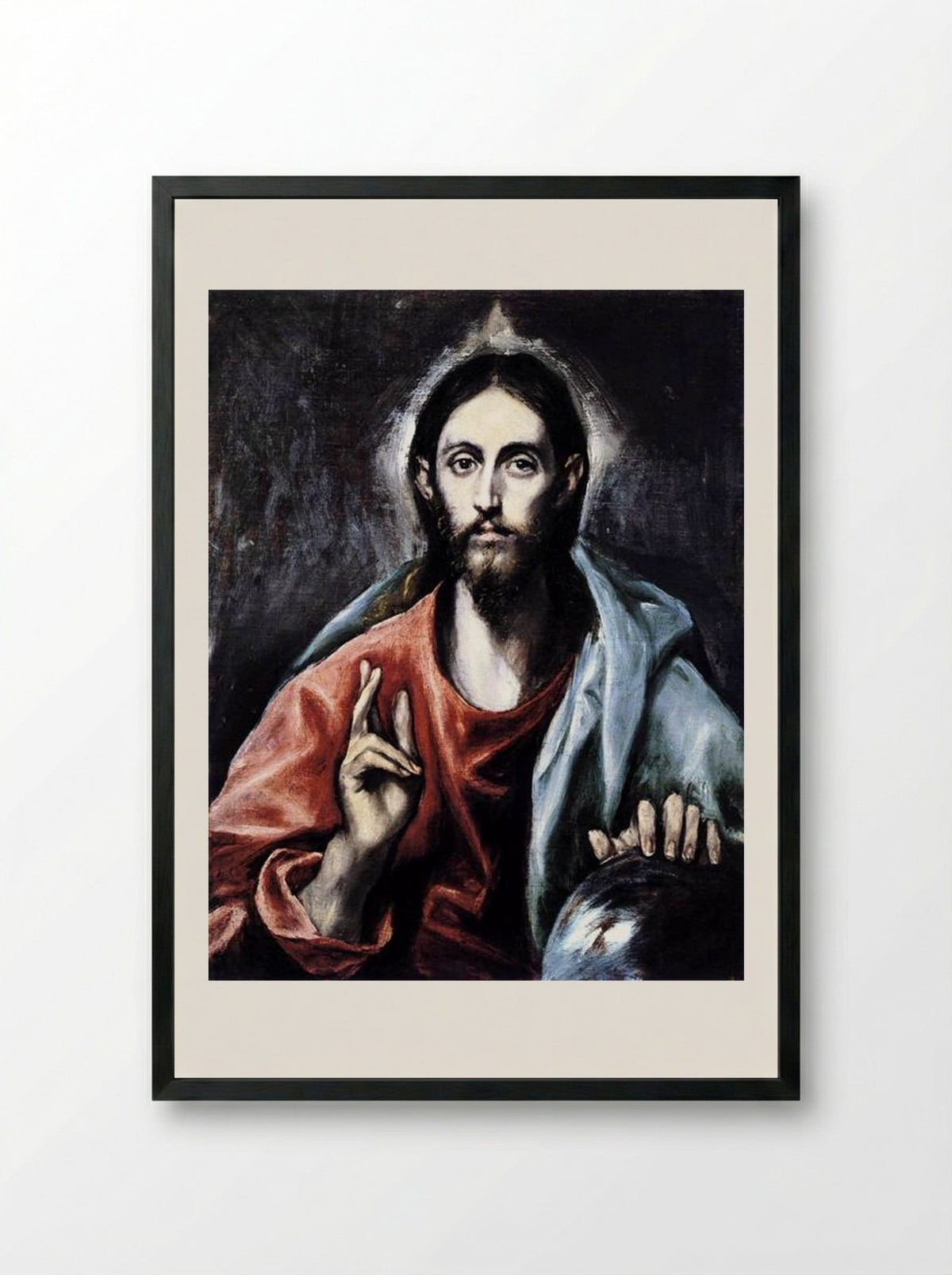 Christ Blessing (The Saviour of the World) - El Greco - Framed Print Black