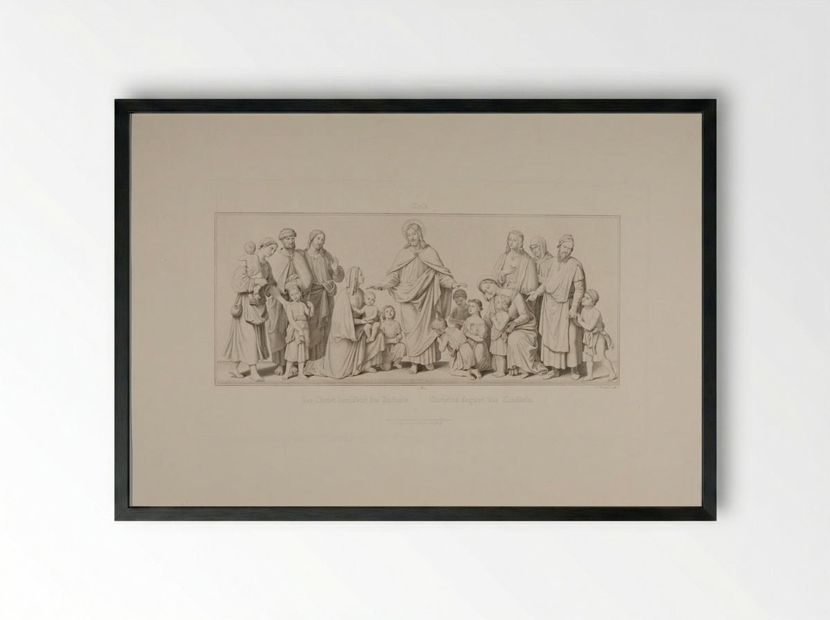 Christ Blessing the Little Children - Albrecht Christoph Reindel - Framed Print Black