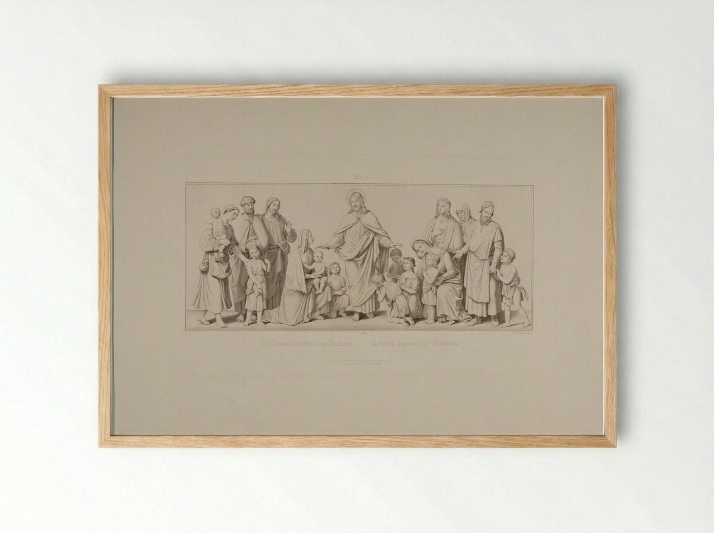 Christ Blessing the Little Children - Albrecht Christoph Reindel - Framed Print Wood