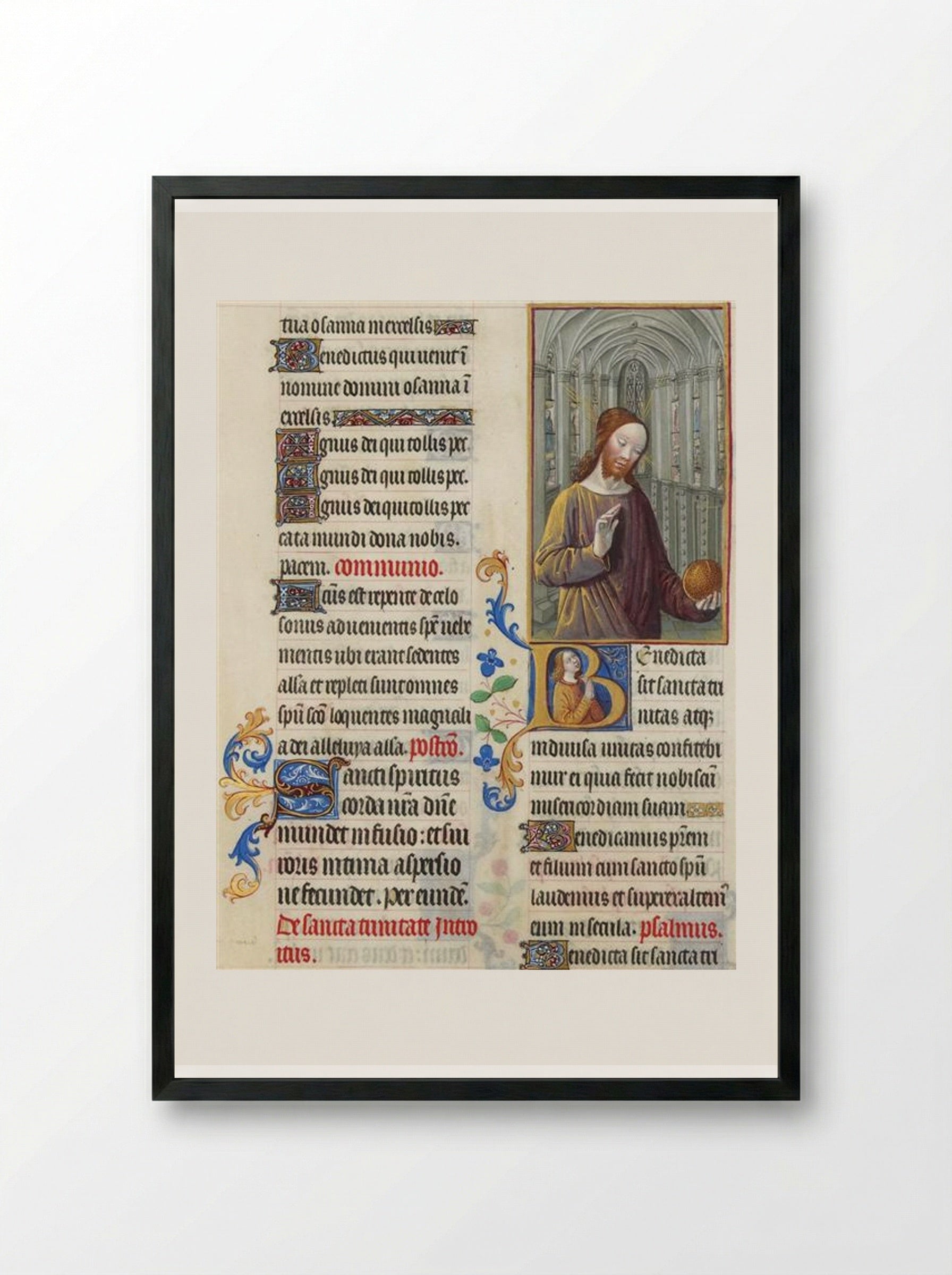 Christ Blessing the World - Limbourg brothers - Framed Print Black