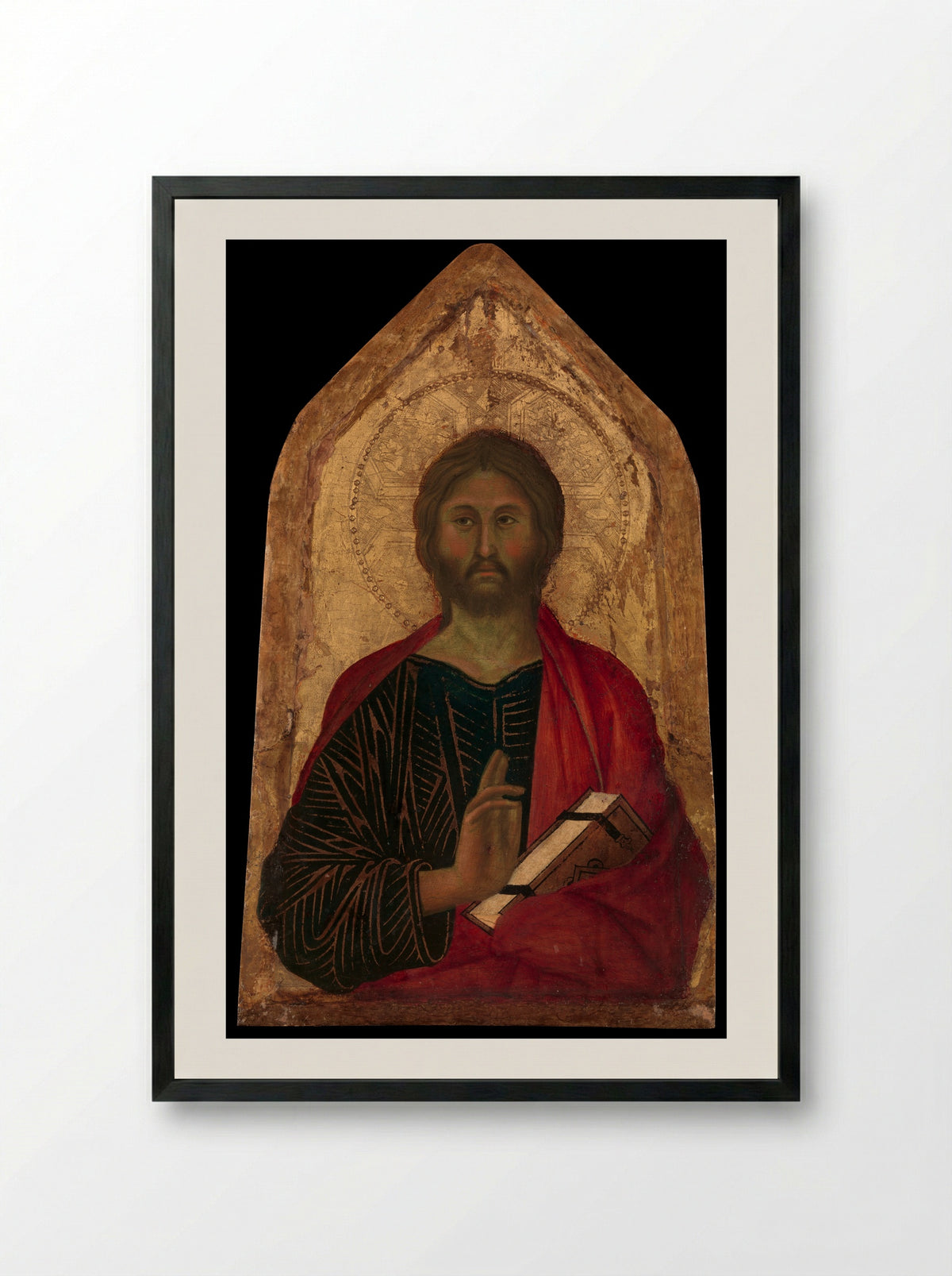 Christ Blessing - Segna di Buonaventura - Framed Print Black