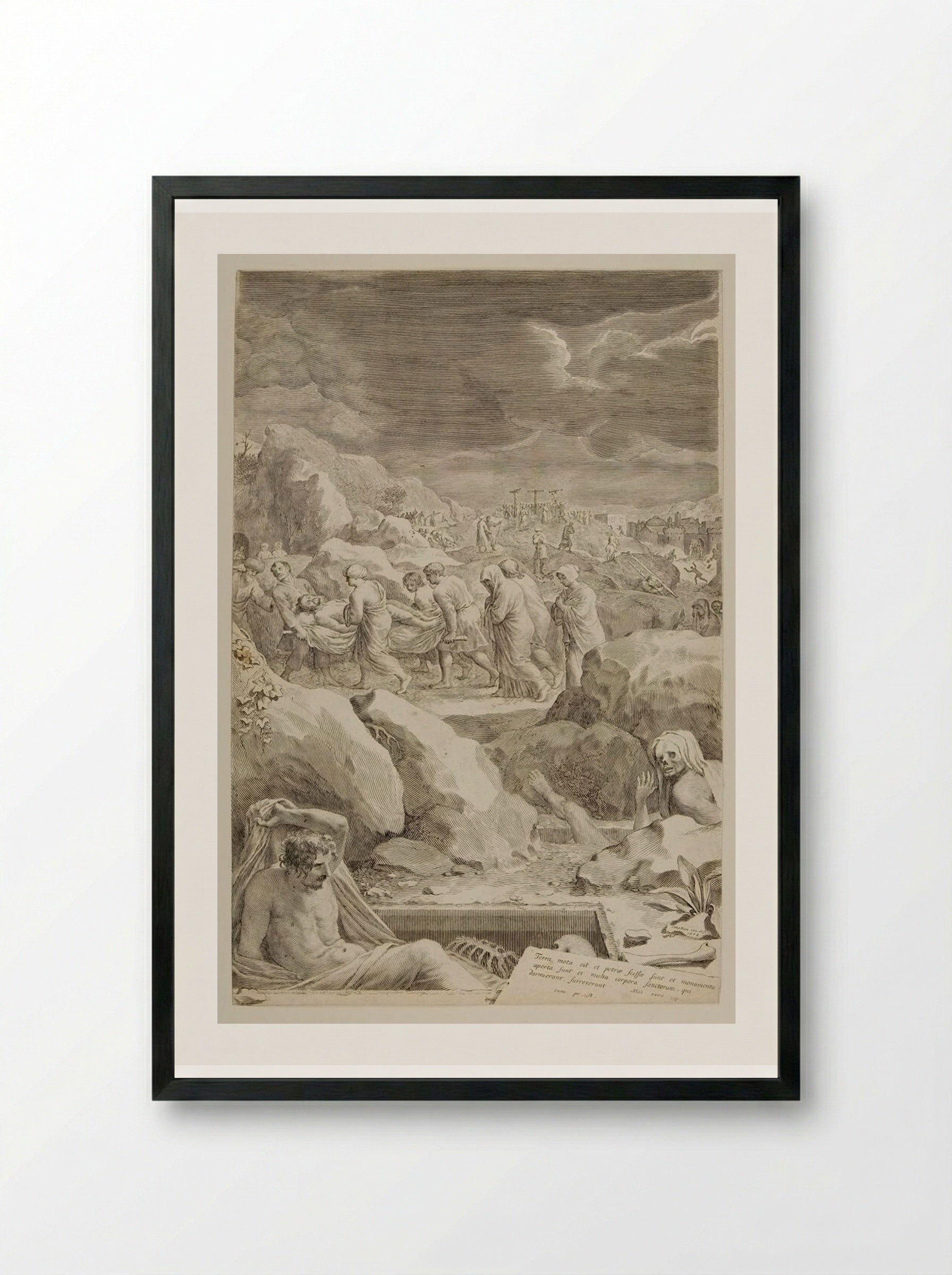 Christ Carried to the Grave - Claude Mellan - Framed Print Black