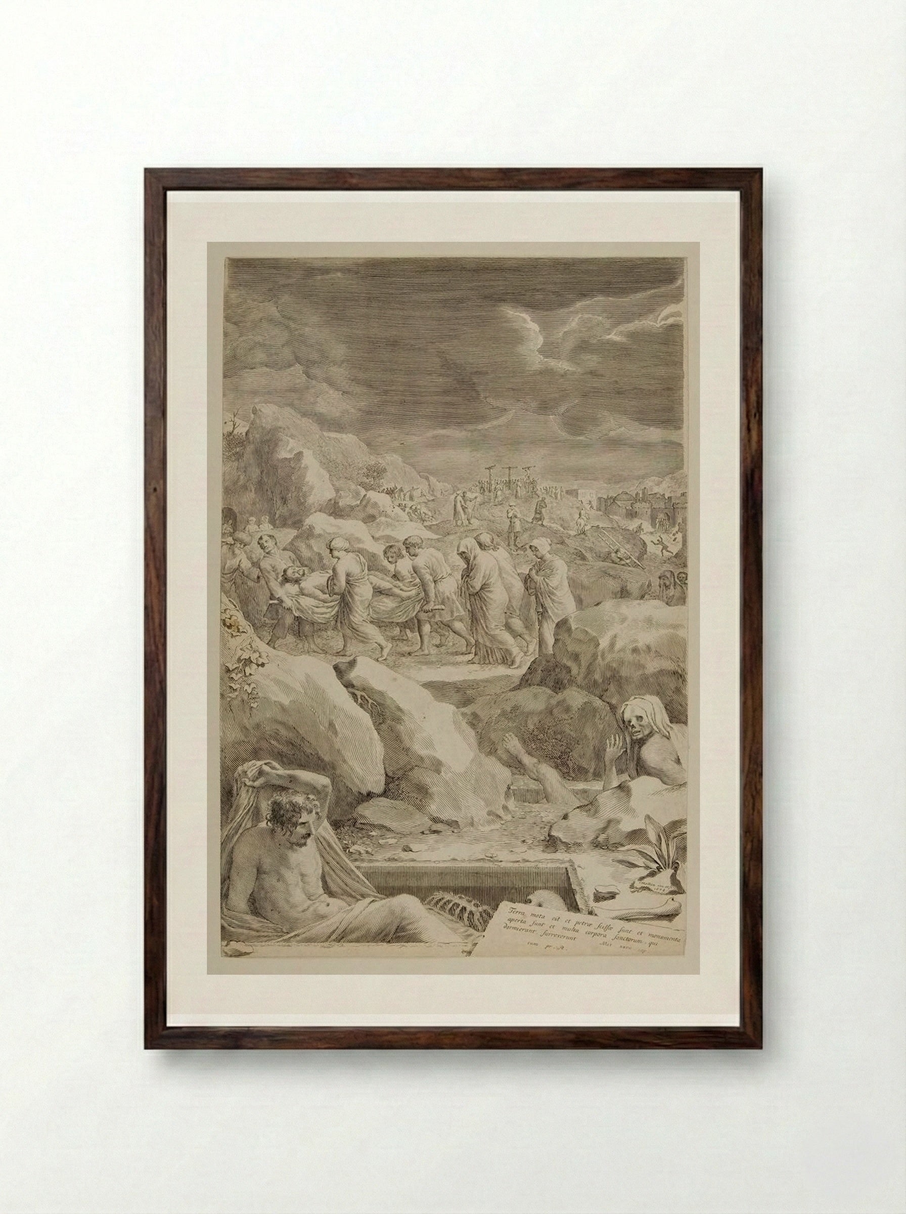 Christ Carried to the Grave - Claude Mellan - Framed Print Dark Wood