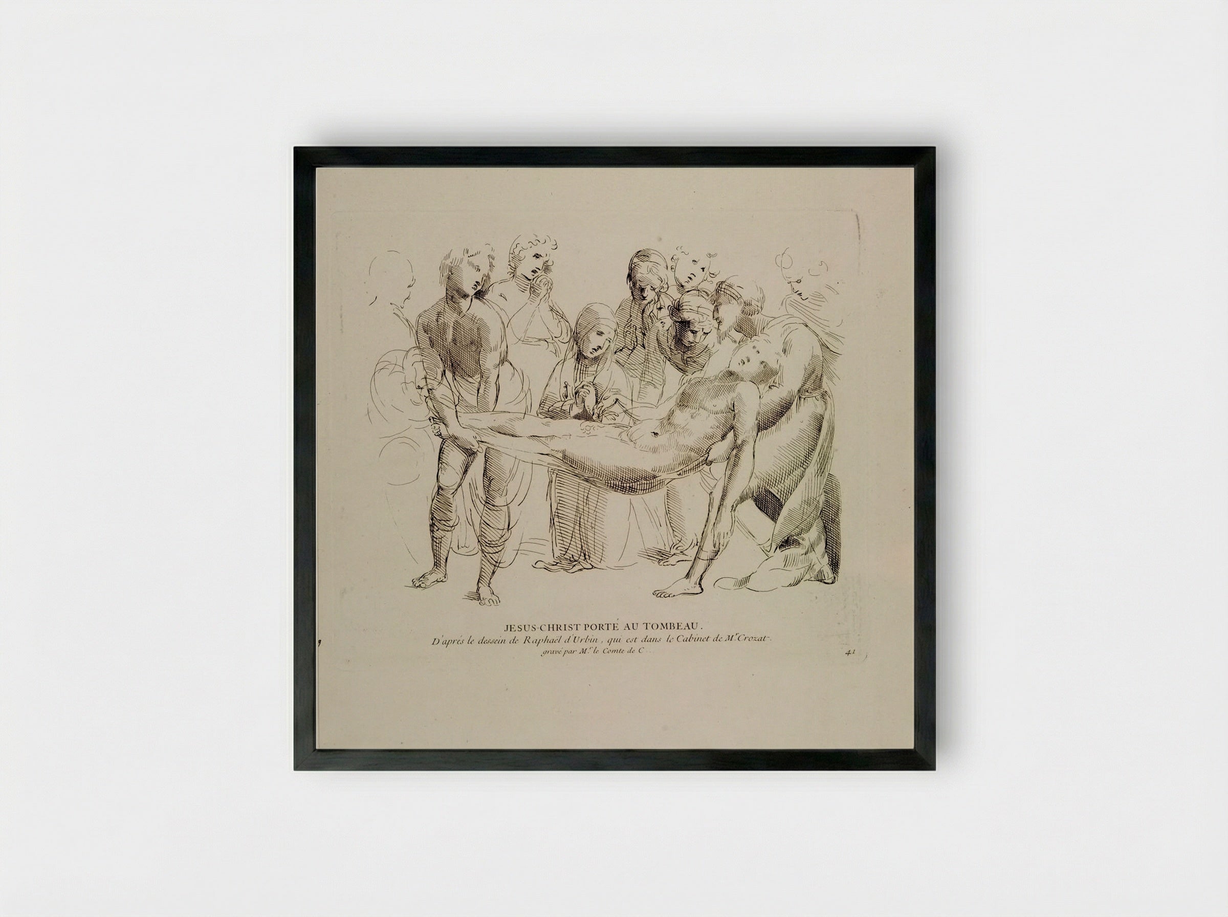 Christ Carried to the Tomb - Anne Claude Philippe de Thubières, comte de Caylus - Framed Print Black