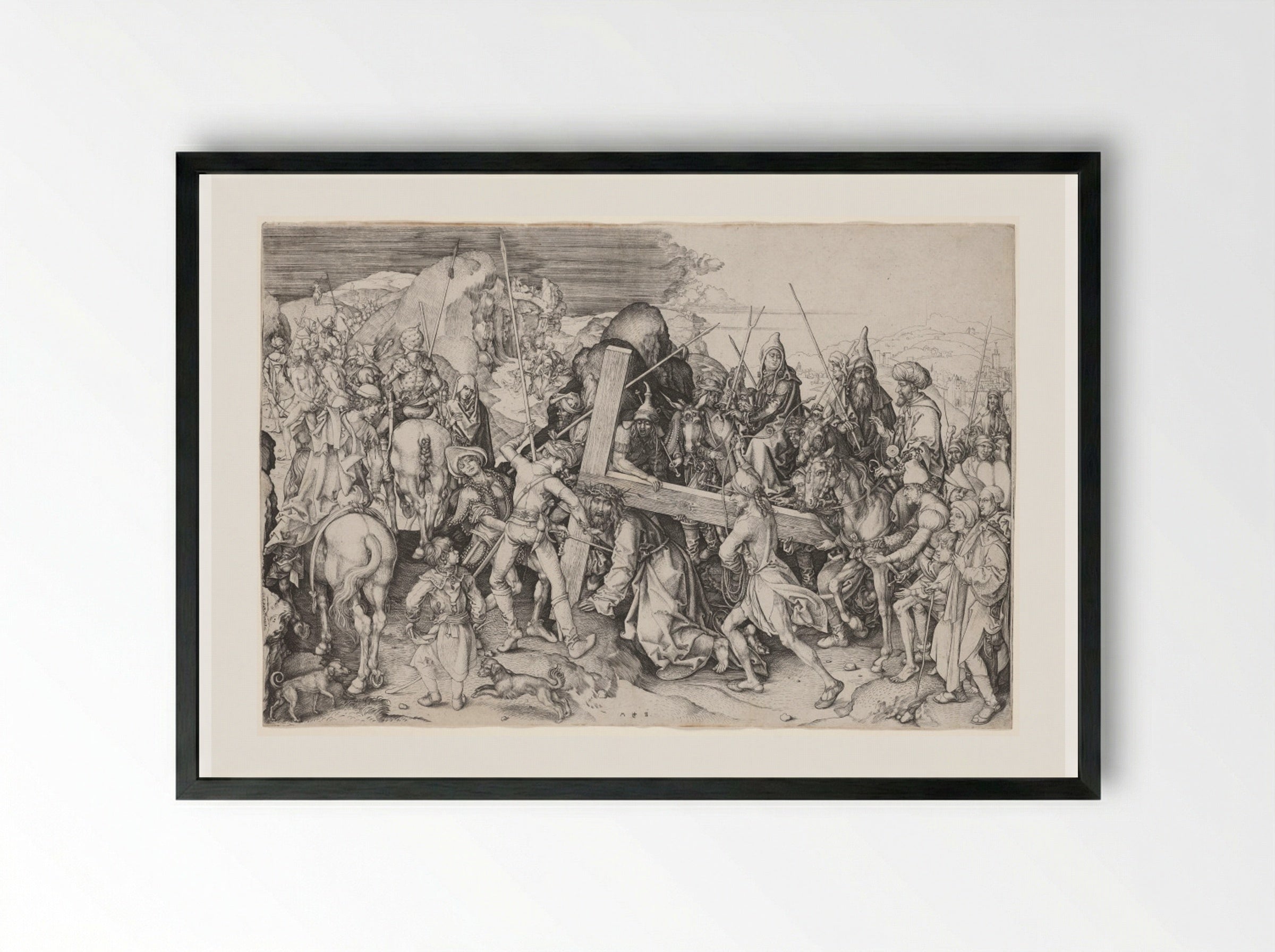 Christ Carrying the Cross - Martin Schongauer - Framed Print Black