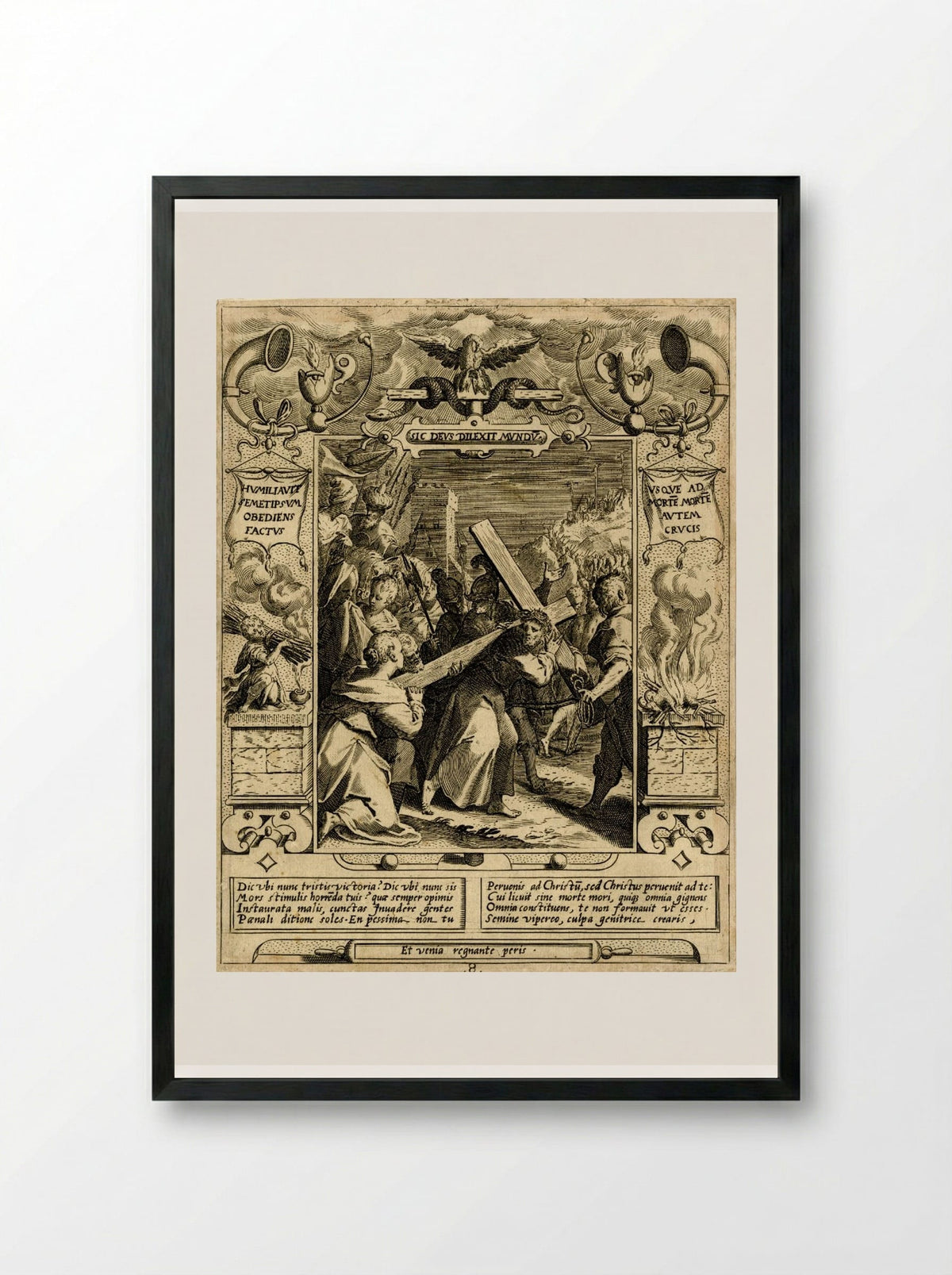 Christ Carrying the Cross - Aegidius Sadeler II - Framed Print Black