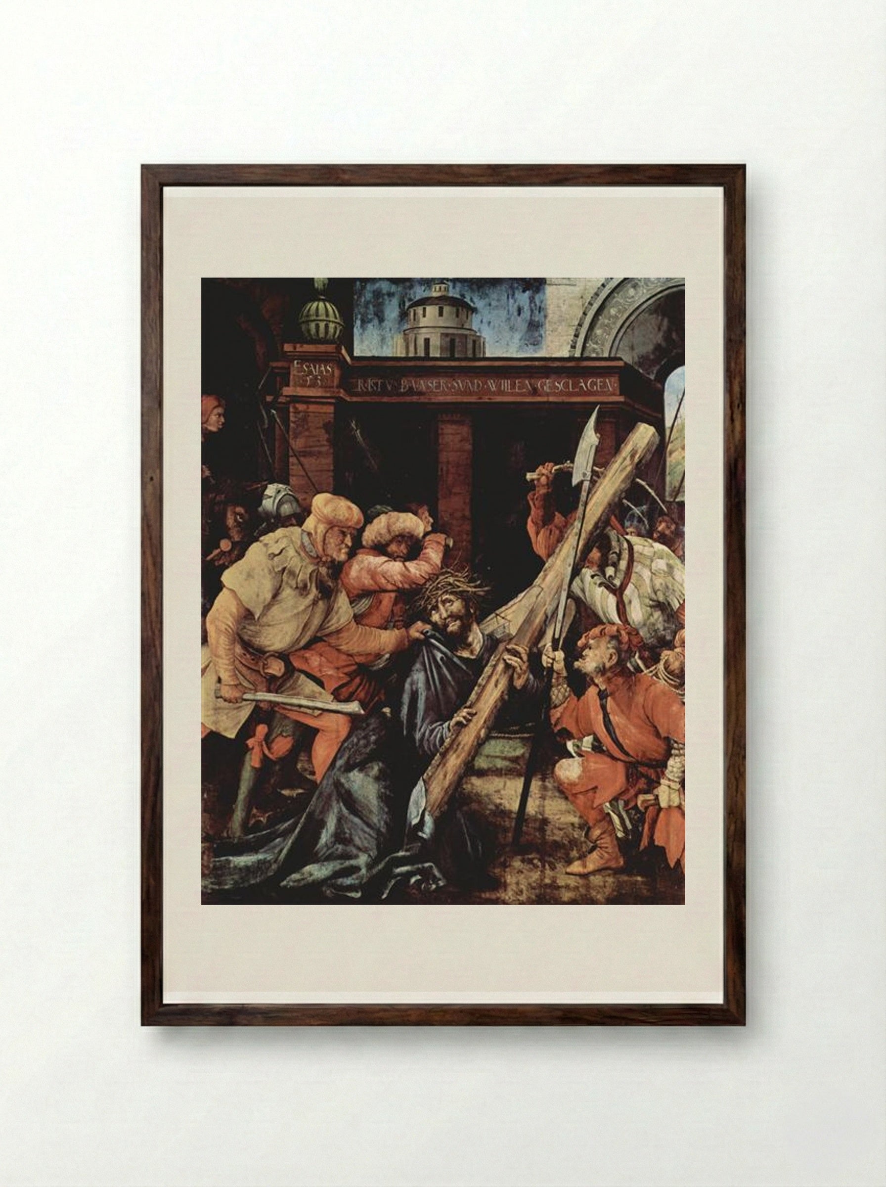 Christ Carrying the Cross - Matthias Grünewald - Framed Print Dark Wood