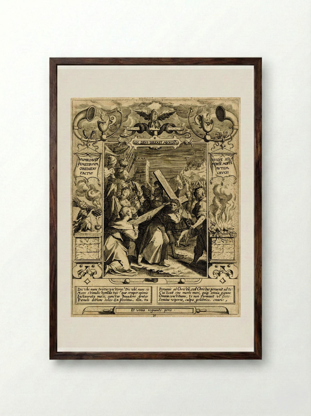 Christ Carrying the Cross - Aegidius Sadeler II - Framed Print Dark Wood