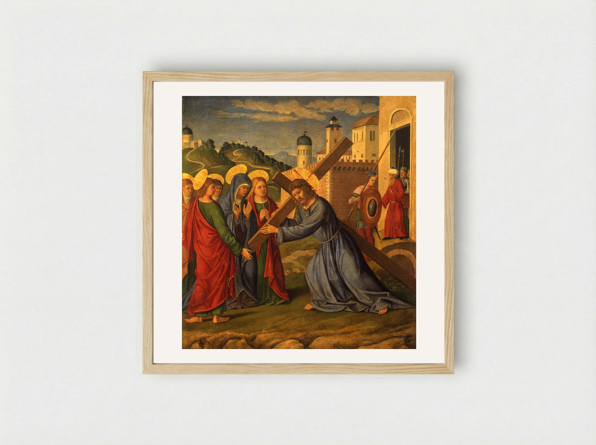 Christ Carrying the Cross - Girolamo da Santacroce - Framed Print Wood