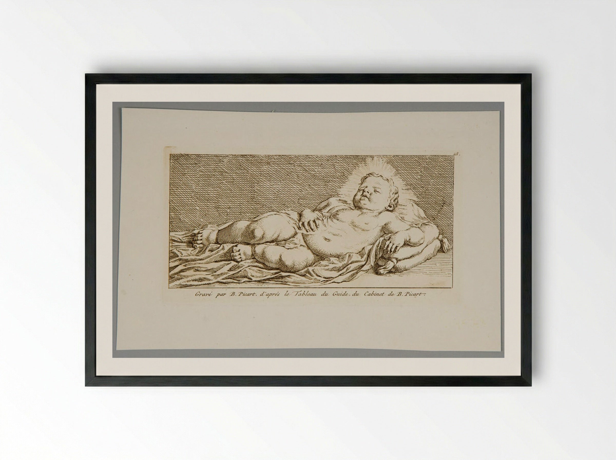 Christ Child Sleeping - Bernard Picart - Framed Print Black