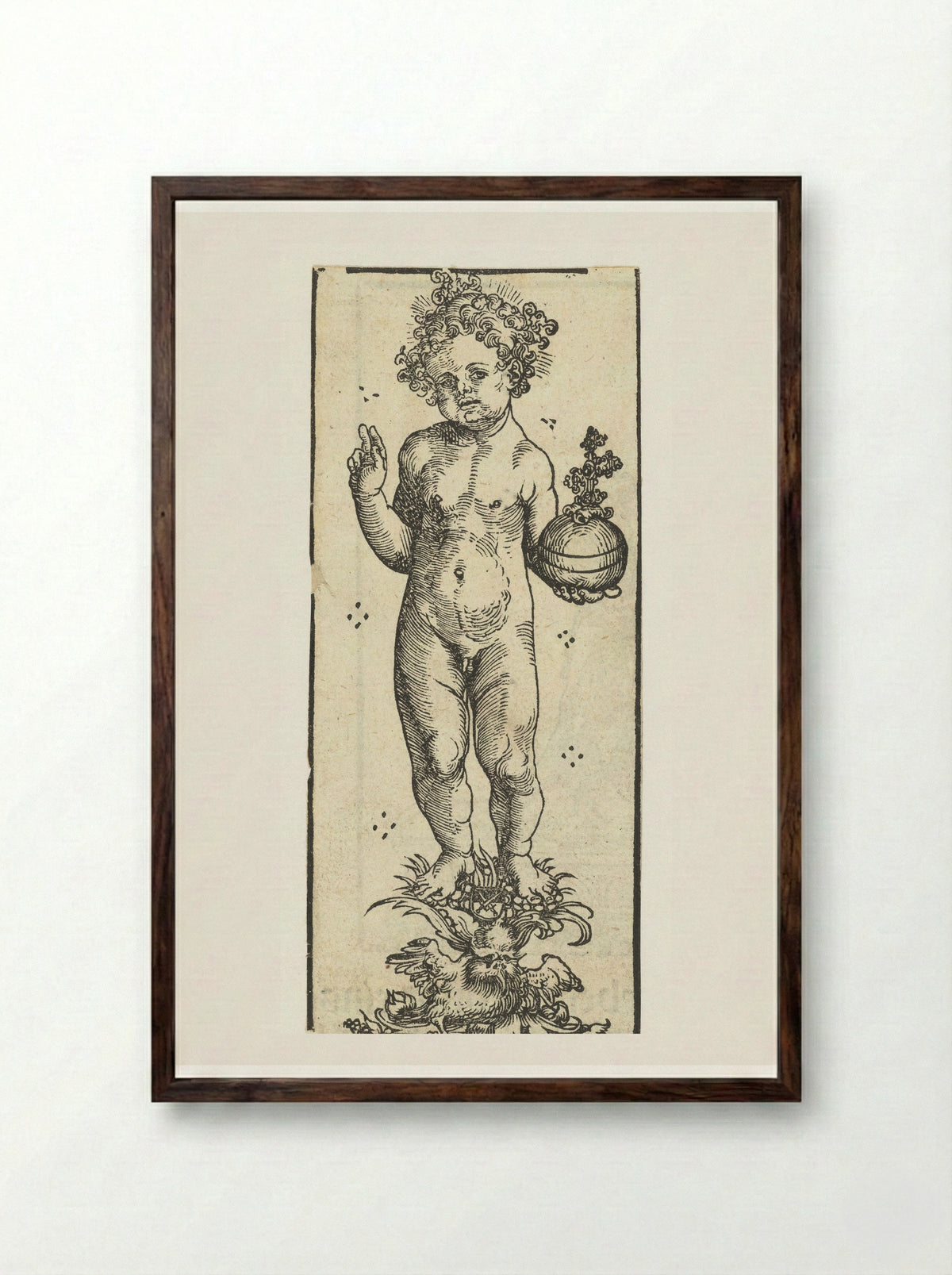 Christ Child with Orb - Lucas Cranach the Elder - Framed Print Dark Wood