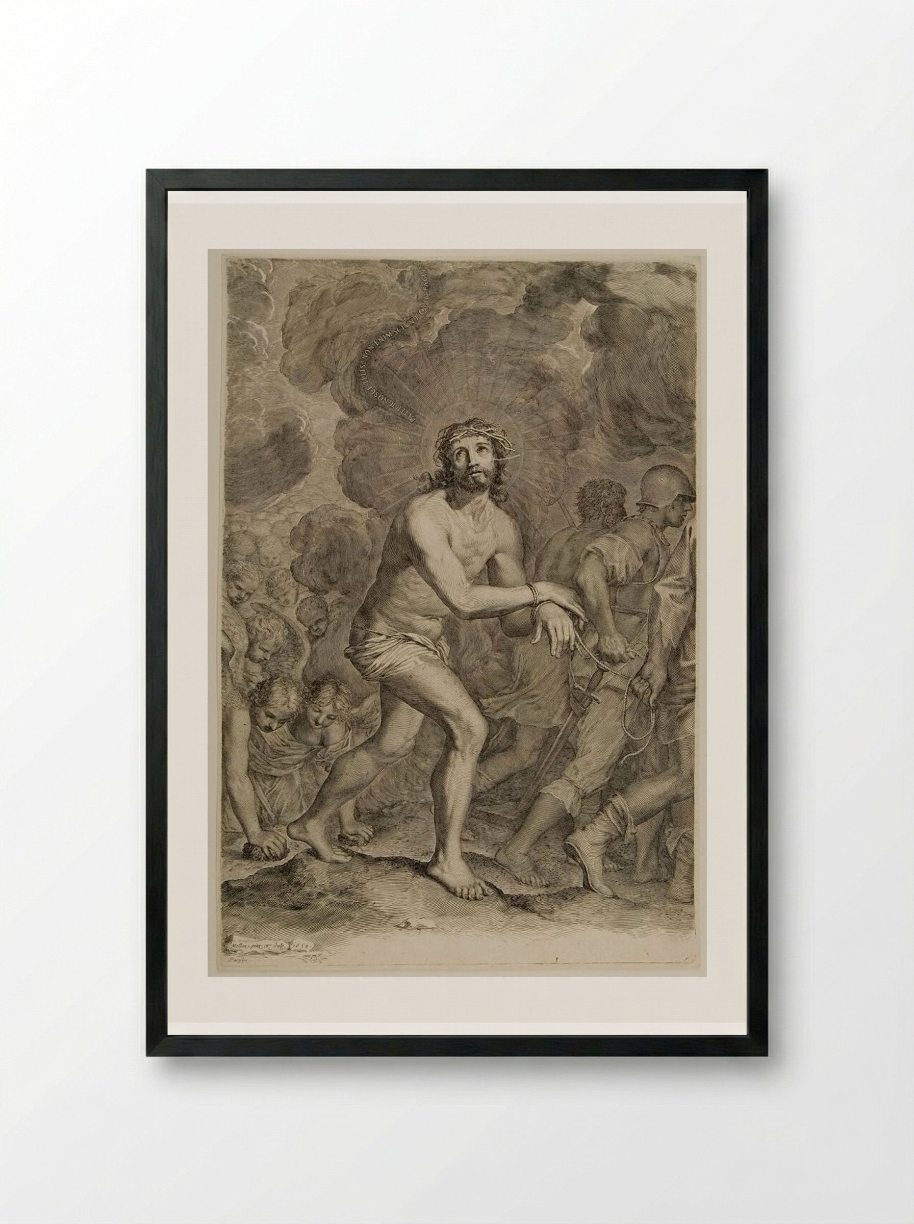 Christ, Crowned with Thorns, Led to Punishment - Claude Mellan - Framed Print Black