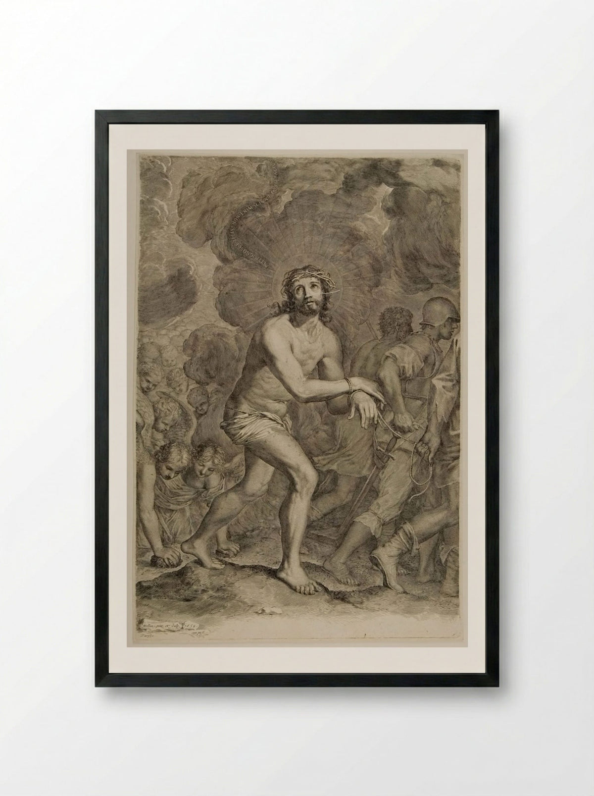 Christ, Crowned with Thorns, Led to Punishment - Claude Mellan - Framed Print Black
