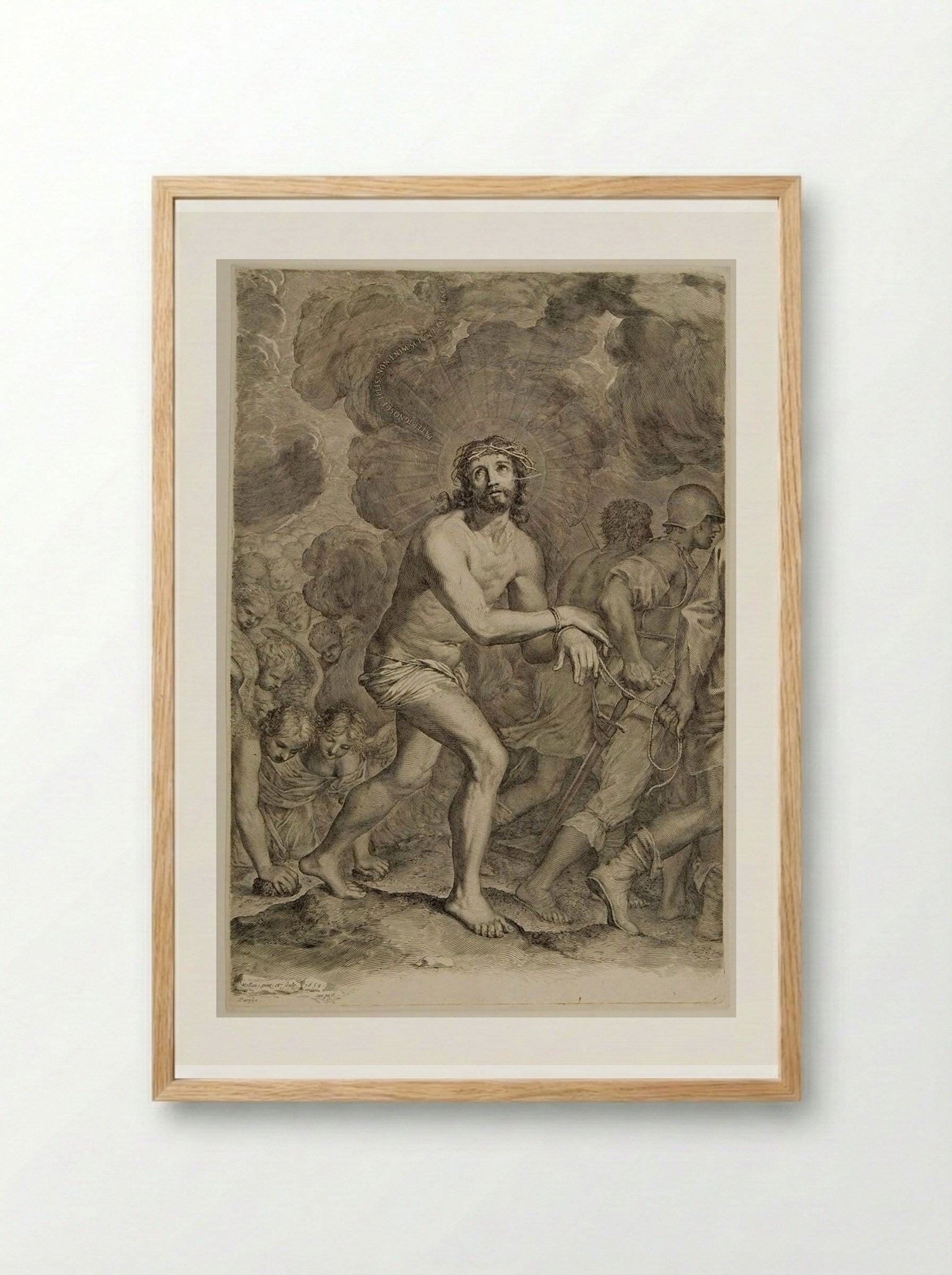 Christ, Crowned with Thorns, Led to Punishment - Claude Mellan - Framed Print Wood