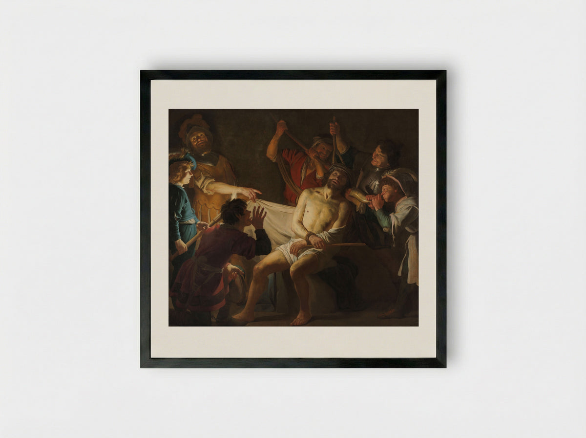 Christ Crowned with Thorns - Gerard van Honthorst - Framed Print Black