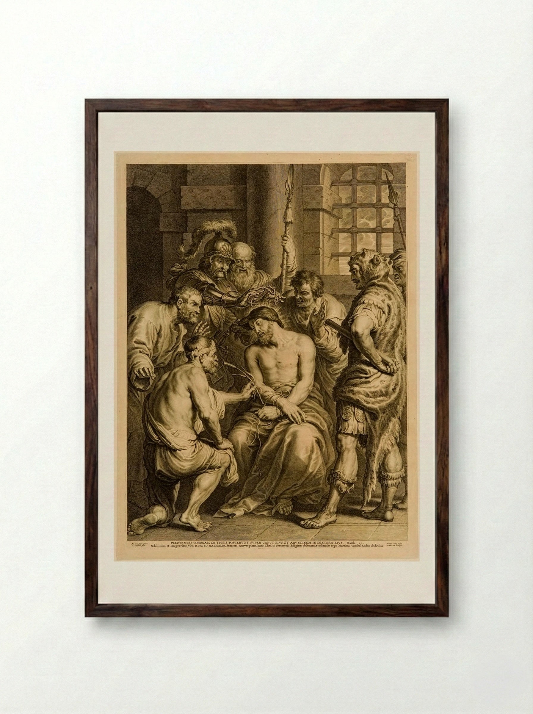 Christ Crowned with Thorns - Schelte Adamsz. Bolswert - Framed Print Dark Wood