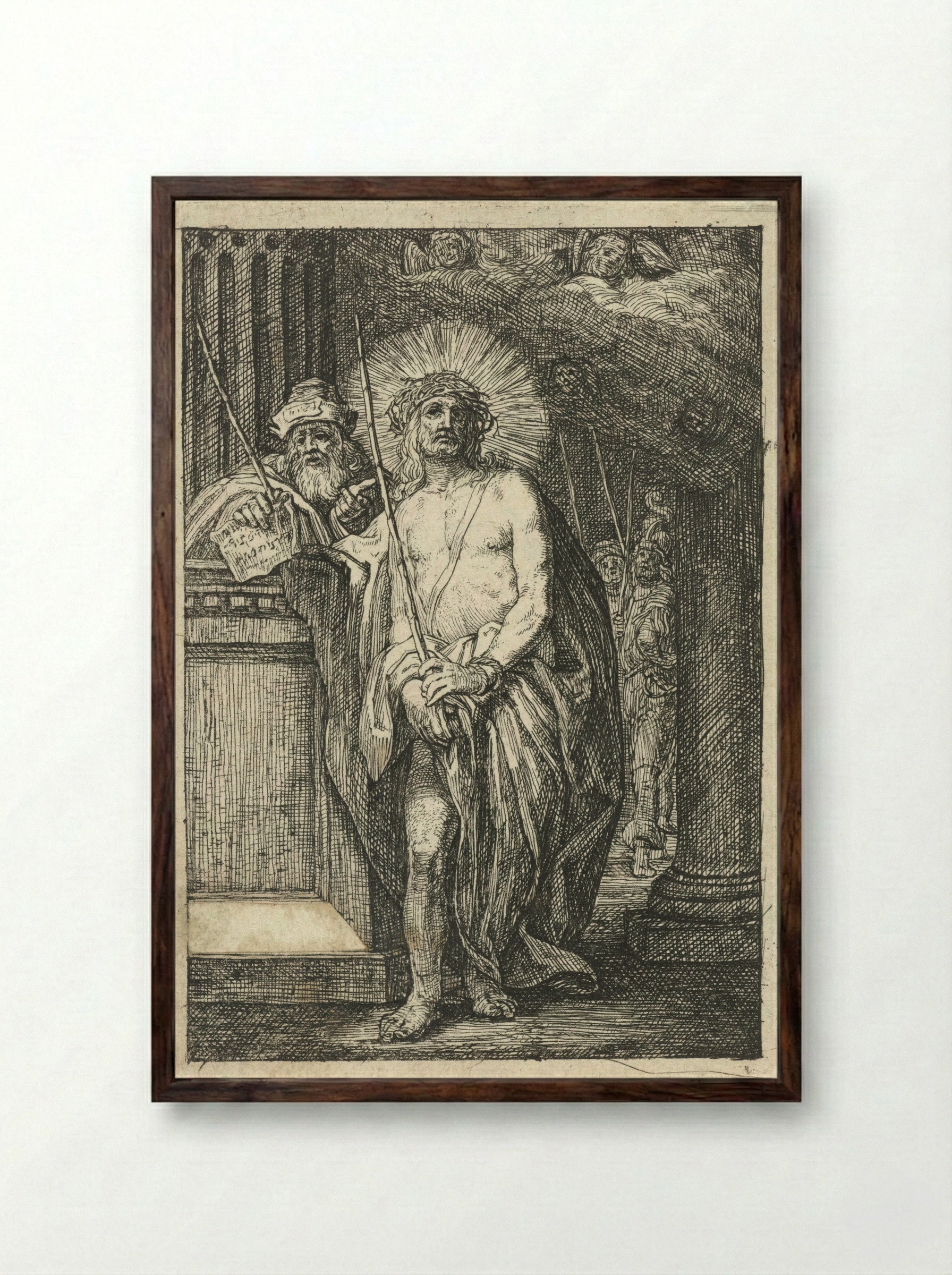 Christ Crowned with Thorns - Jacob Lois - Framed Print Dark Wood