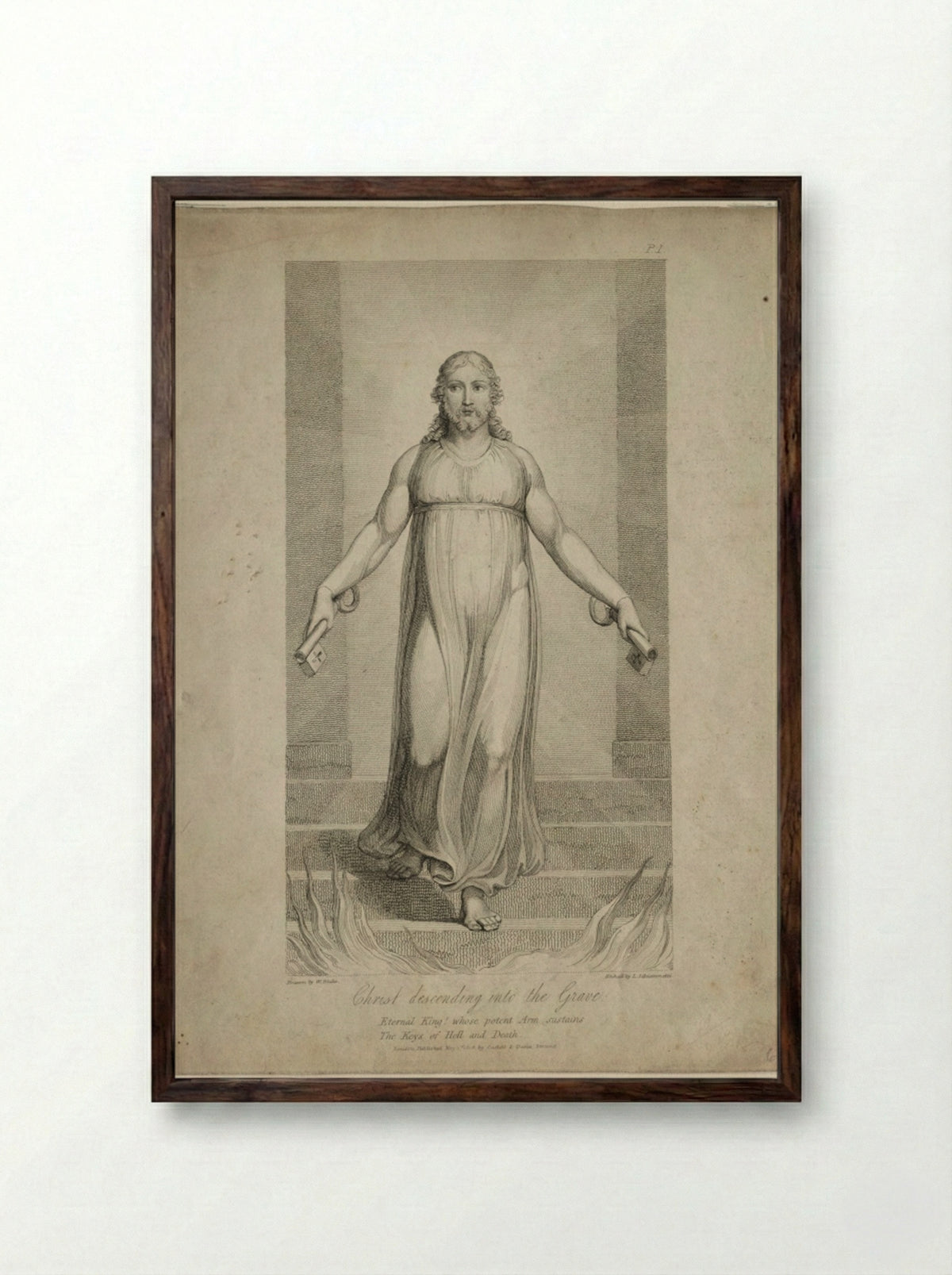 Christ Descending into the Grave - Luigi Schiavonetti - Framed Print Dark Wood