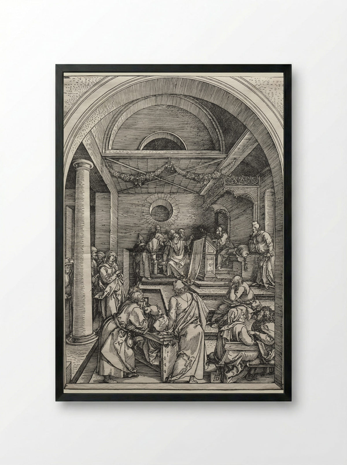 Christ Disputing with Doctors - Albrecht Dürer - Framed Print Black