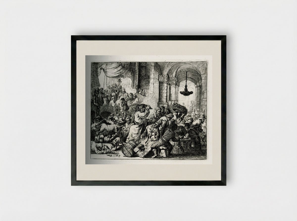 Christ Driving the Money Changers from the Temple - David Deuchar - Framed Print Black