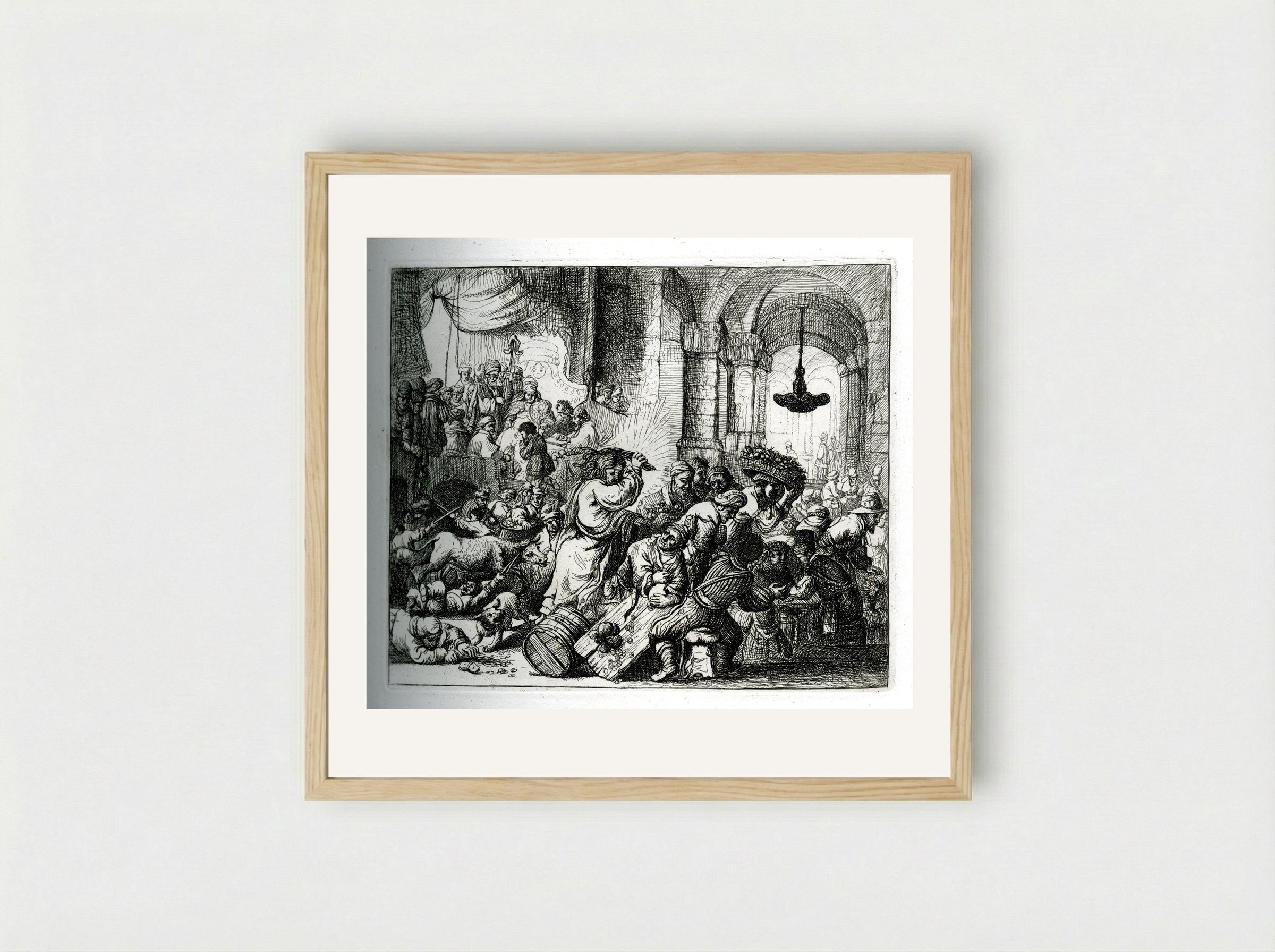 Christ Driving the Money Changers from the Temple - David Deuchar - Framed Print Wood