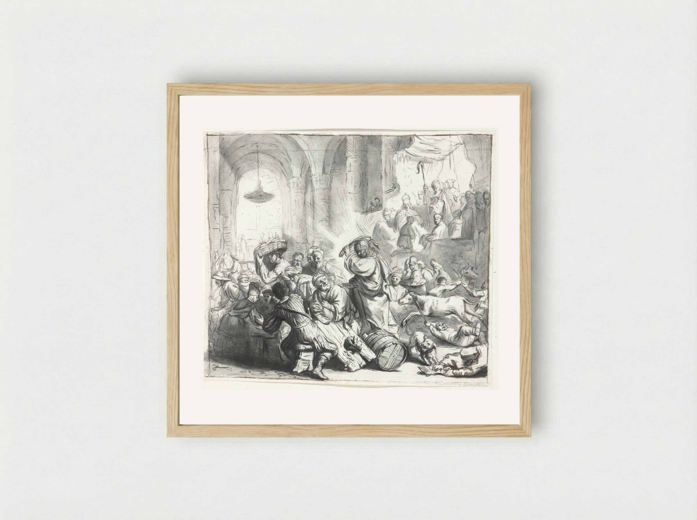 Christ Driving the Money Changers from the Temple - Moses ter Borch - Framed Print Wood