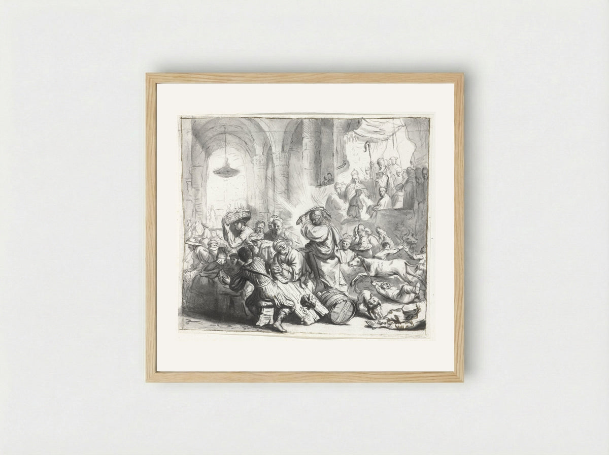 Christ Driving the Money Changers from the Temple - Moses ter Borch - Framed Print Wood